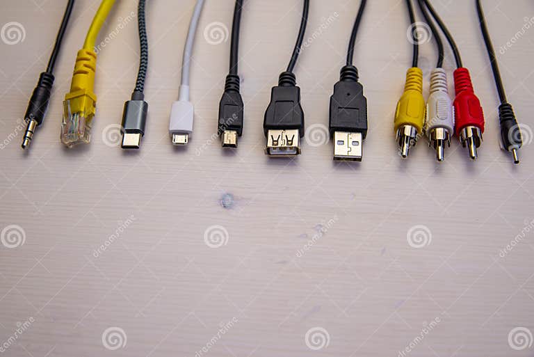 Different Types of Plugs and Connectors in Use Today. Stock Image