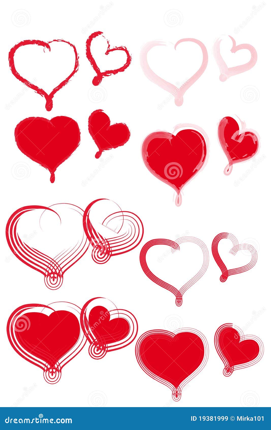 Various Types of Red Hearts. Stock Illustration - Illustration of