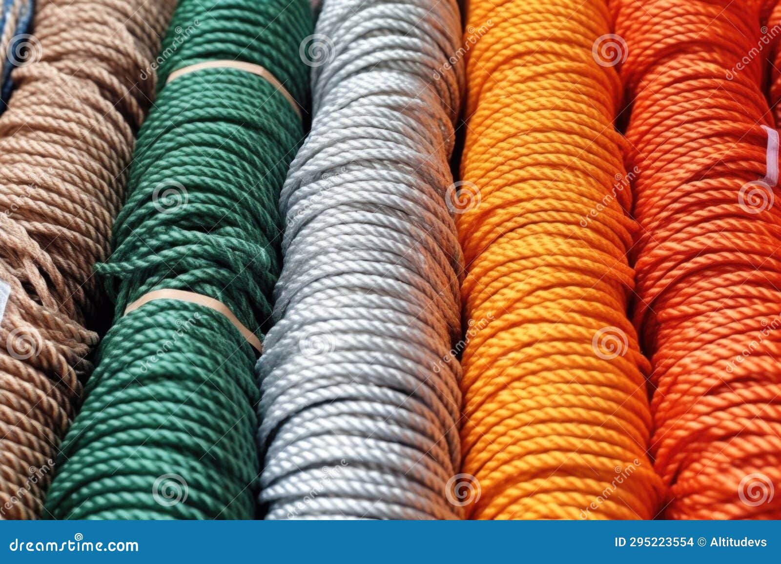Various Types of Ropes for Catamaran Sails Closeup Stock Photo Image