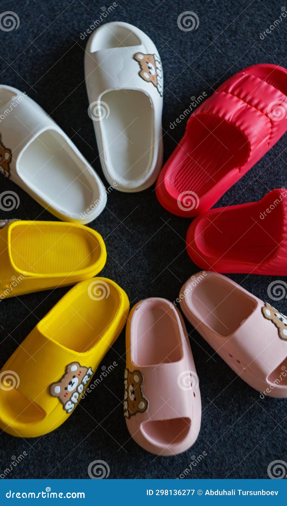 Various Types of Rubber Shoes Stock Image Image of indoors, green