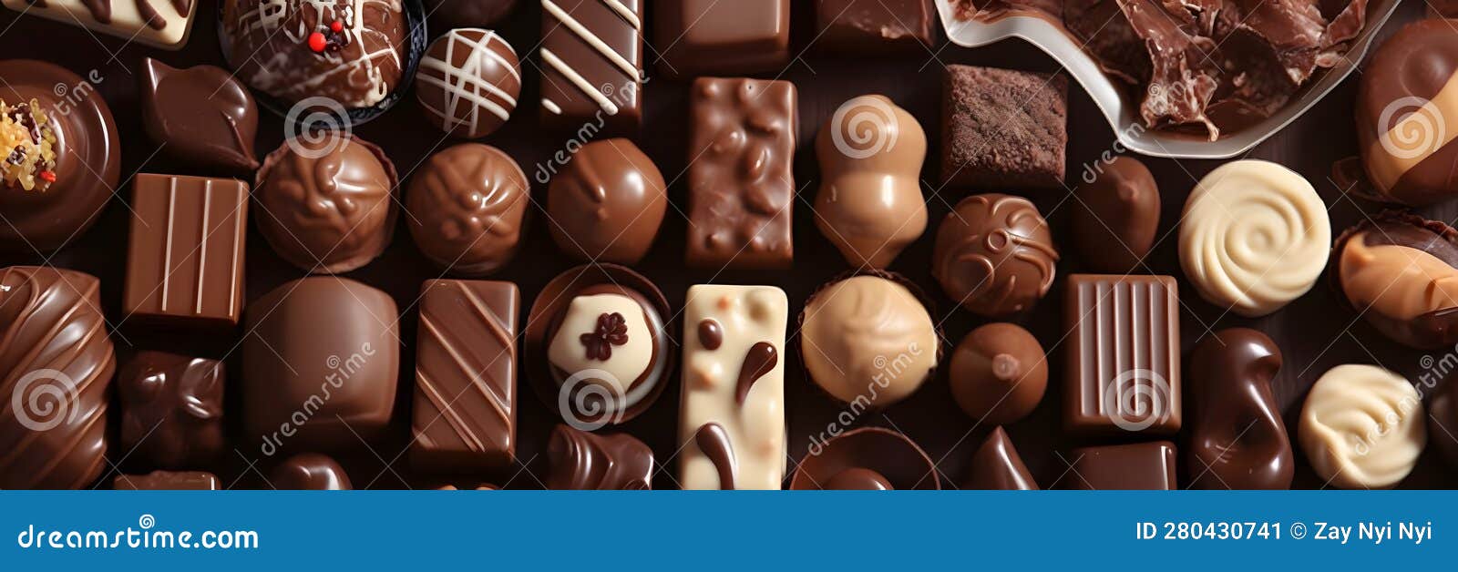 Various Types and Shapes of Chocolate Wallpaper Background. AI Generated Stock Illustration