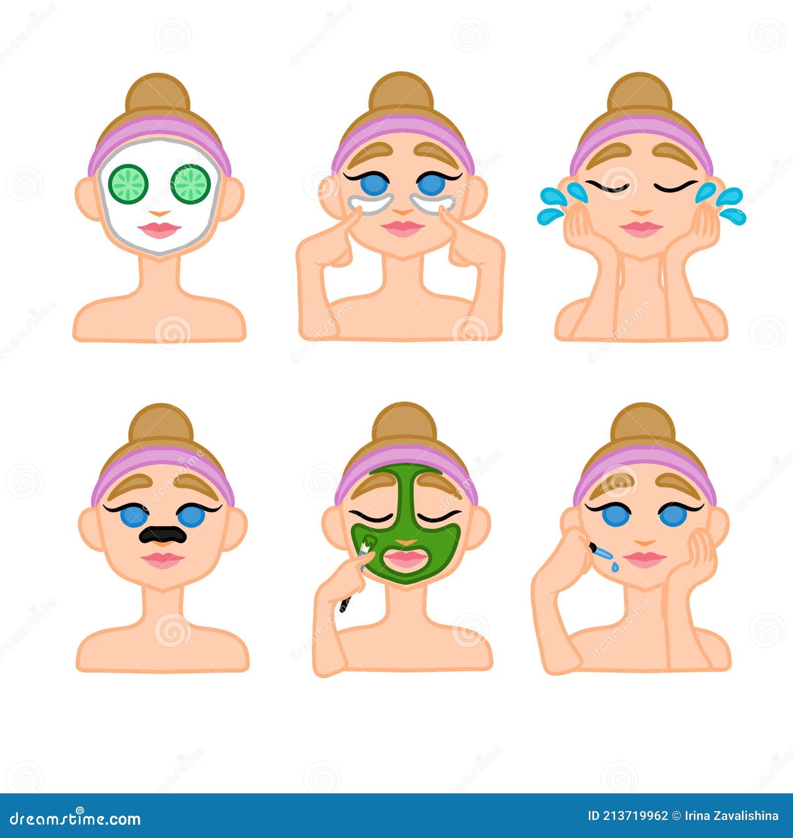 Various Types of Skin Care Cosmetics and Their Application for the Health of the Skin. Vector