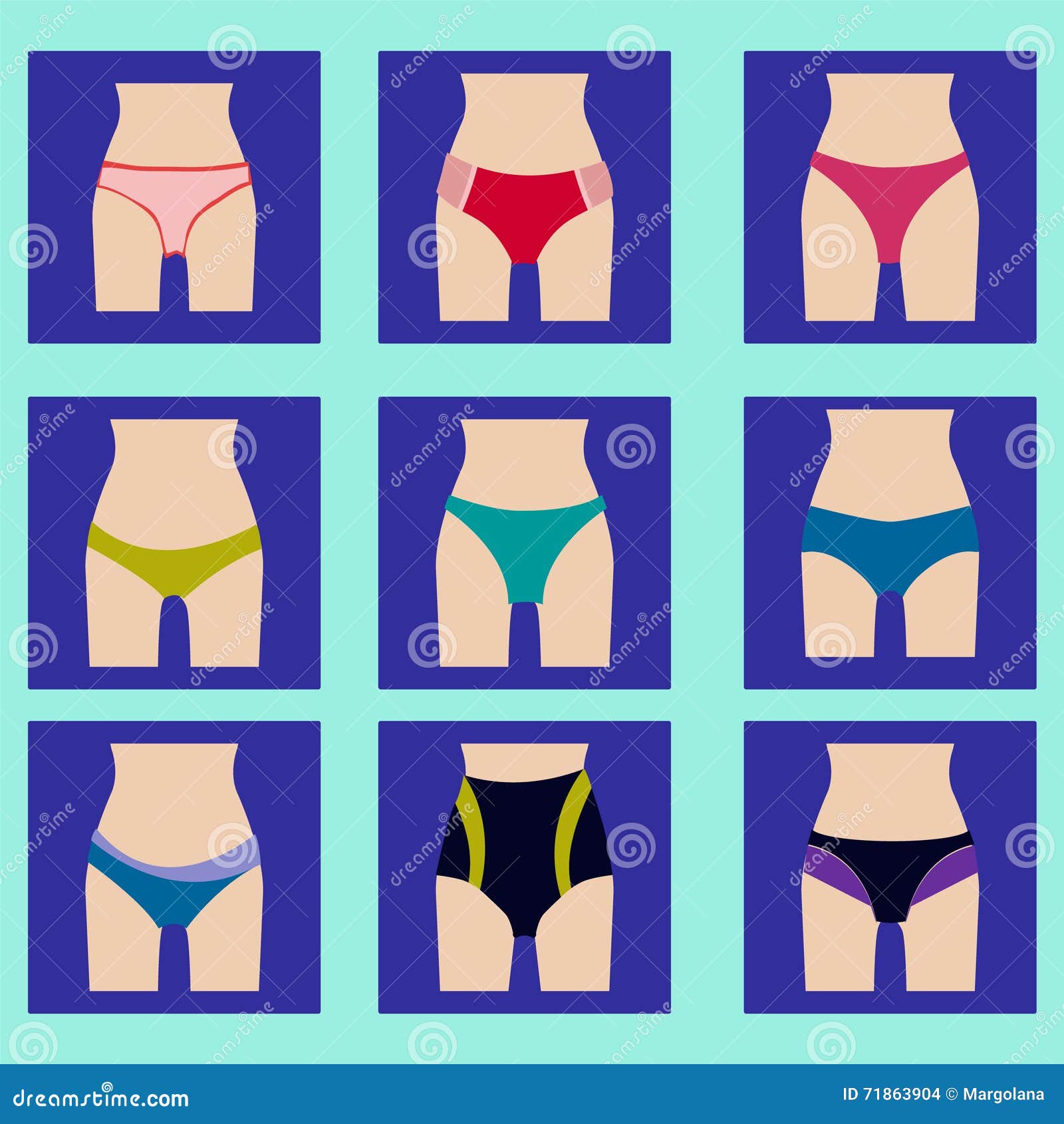 Lingerie.Types of Panties , Women Underwear Stock Illustration