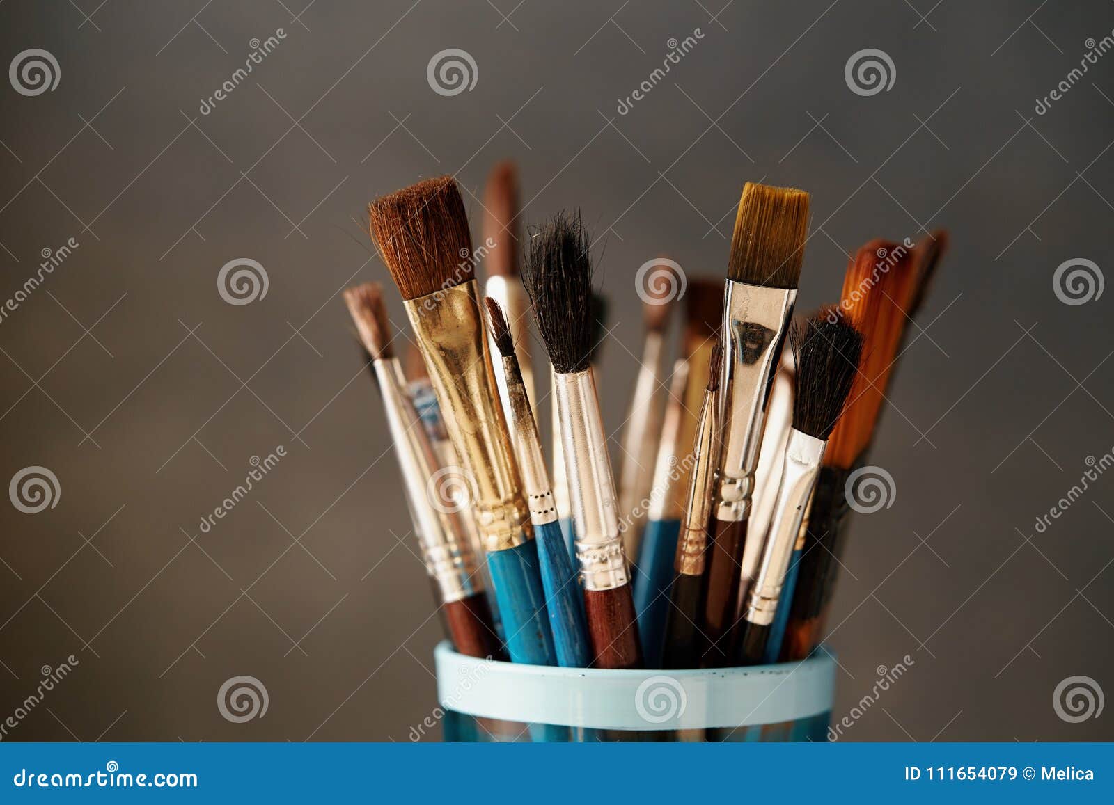 Various used paint brushes stock image. Image of hobbies 111654079