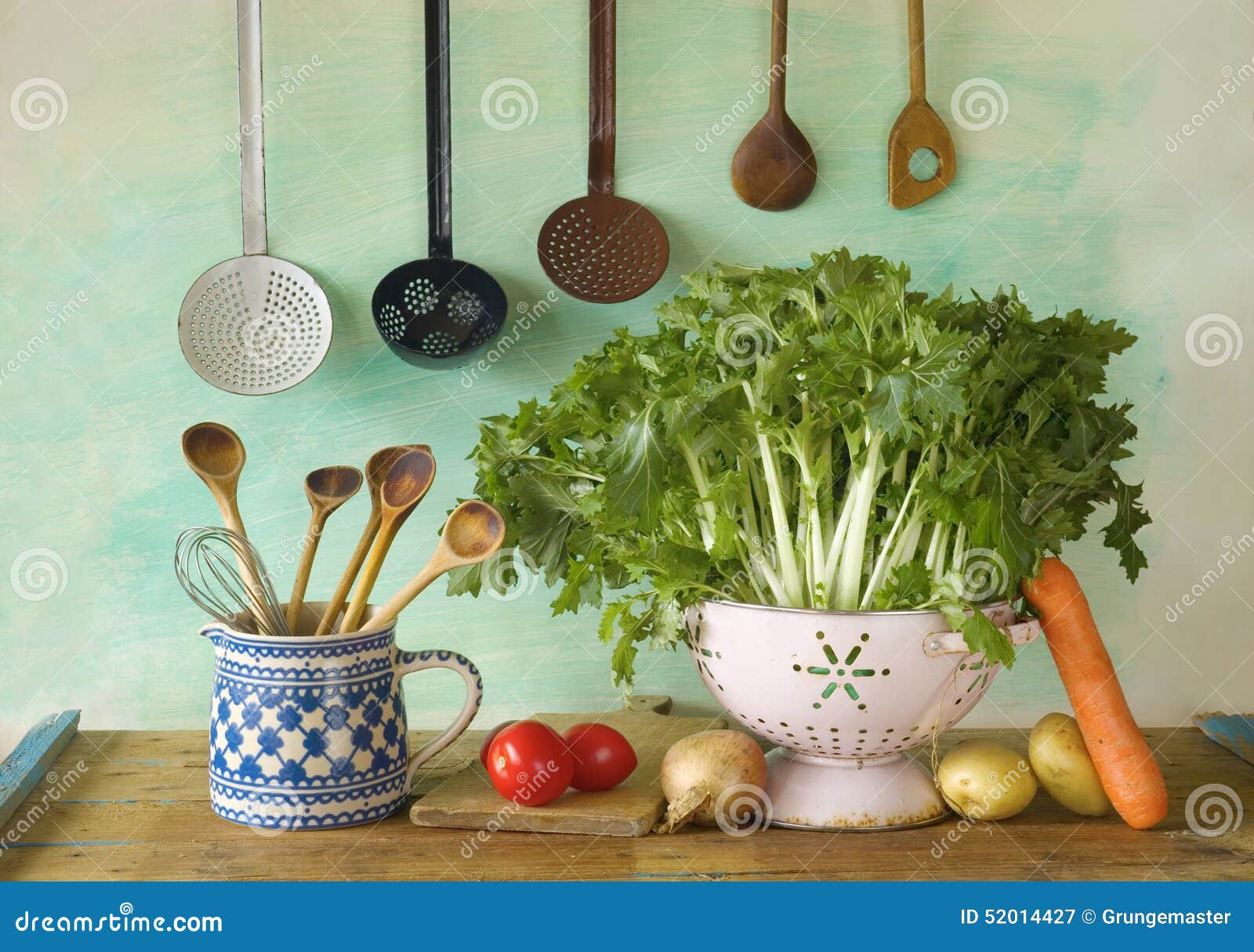 Various Vegetables Plus Kitchen Equipment Stock Image Image of slow