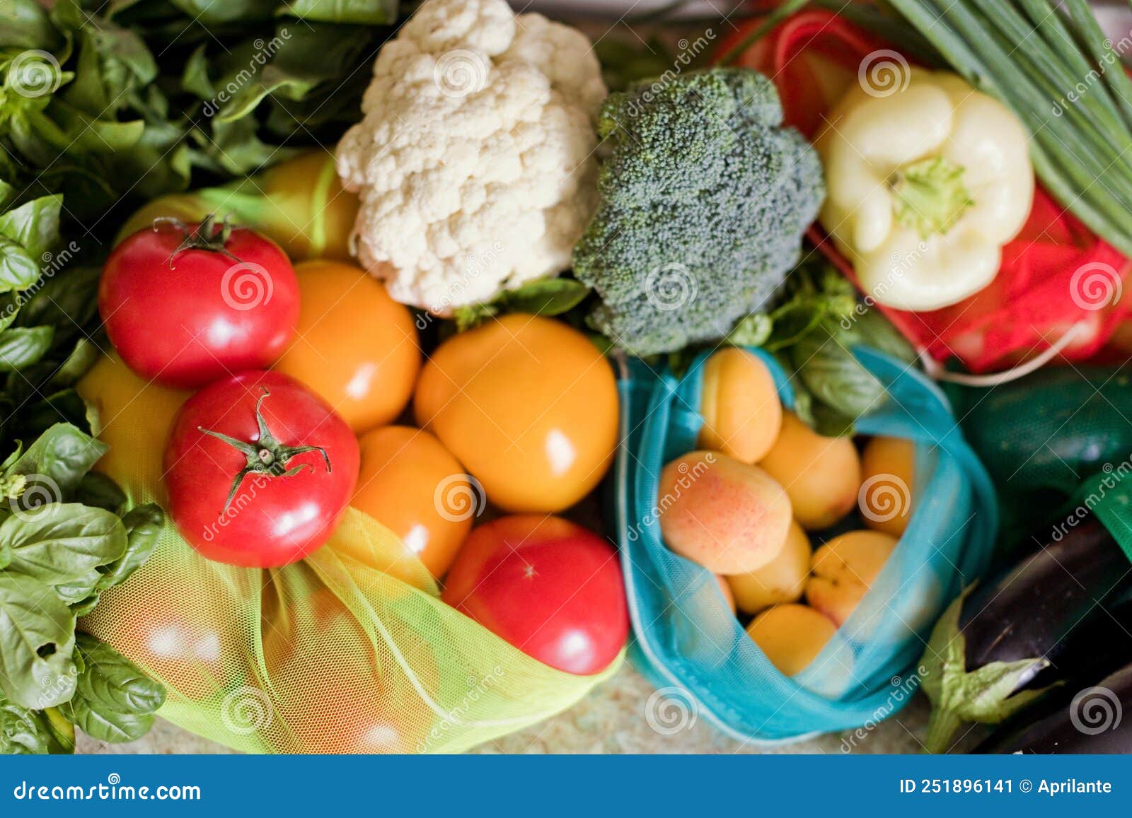 various vegetables in textile eco bags