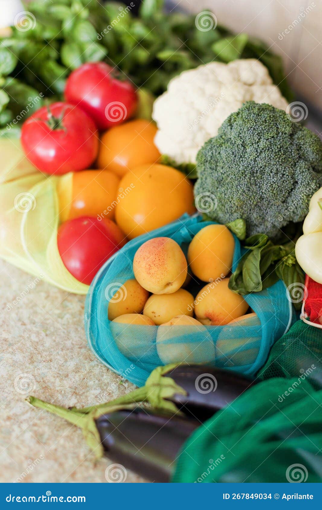 various vegetables in textile eco bags