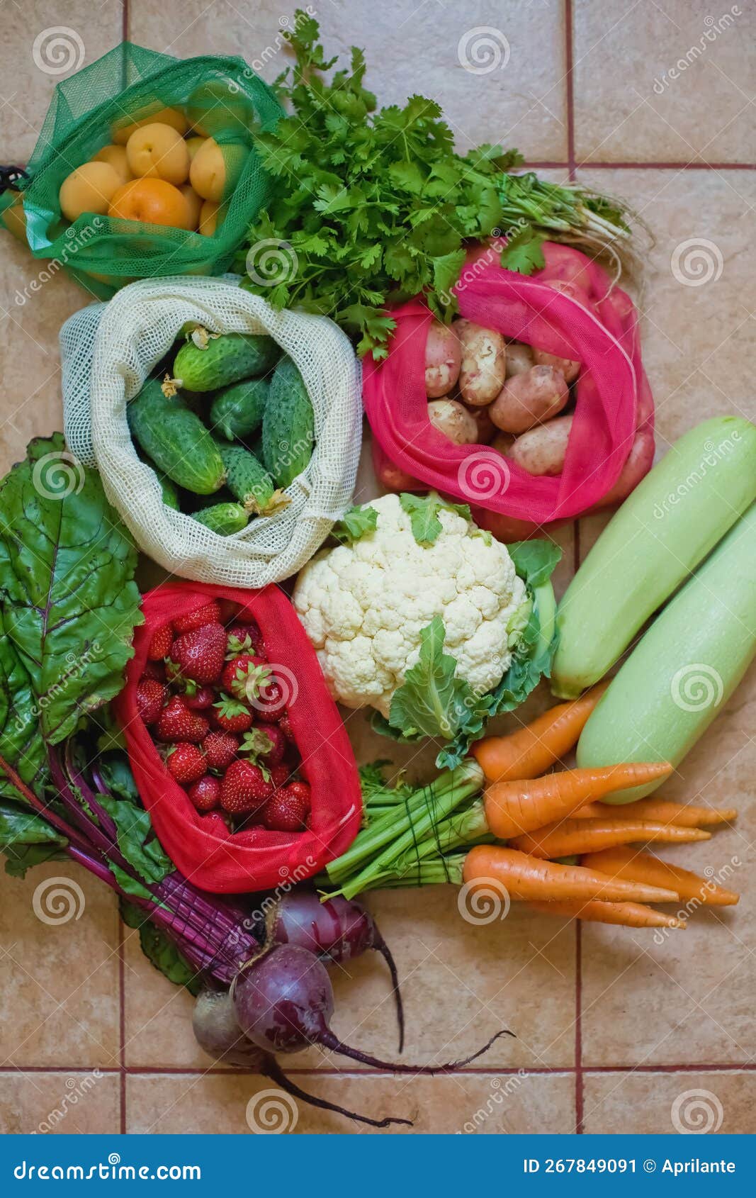 various vegetables in textile eco bags