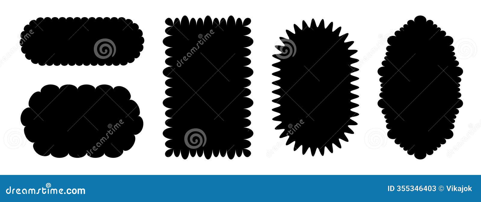 various wave edge frame collection. jagged scalloped border  set. black wavy undulate graphic  templates