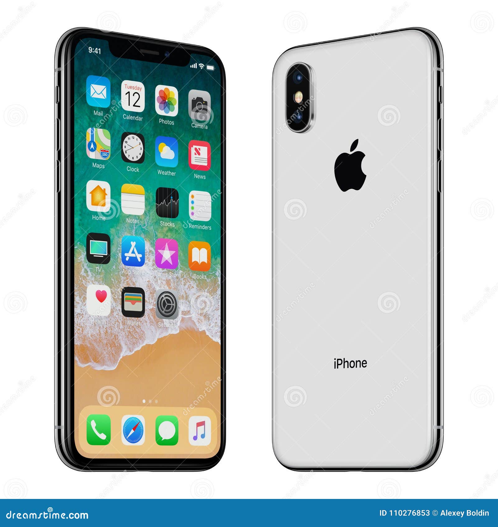 Download Black Apple IPhone X Front Side And Back Side Turned ...