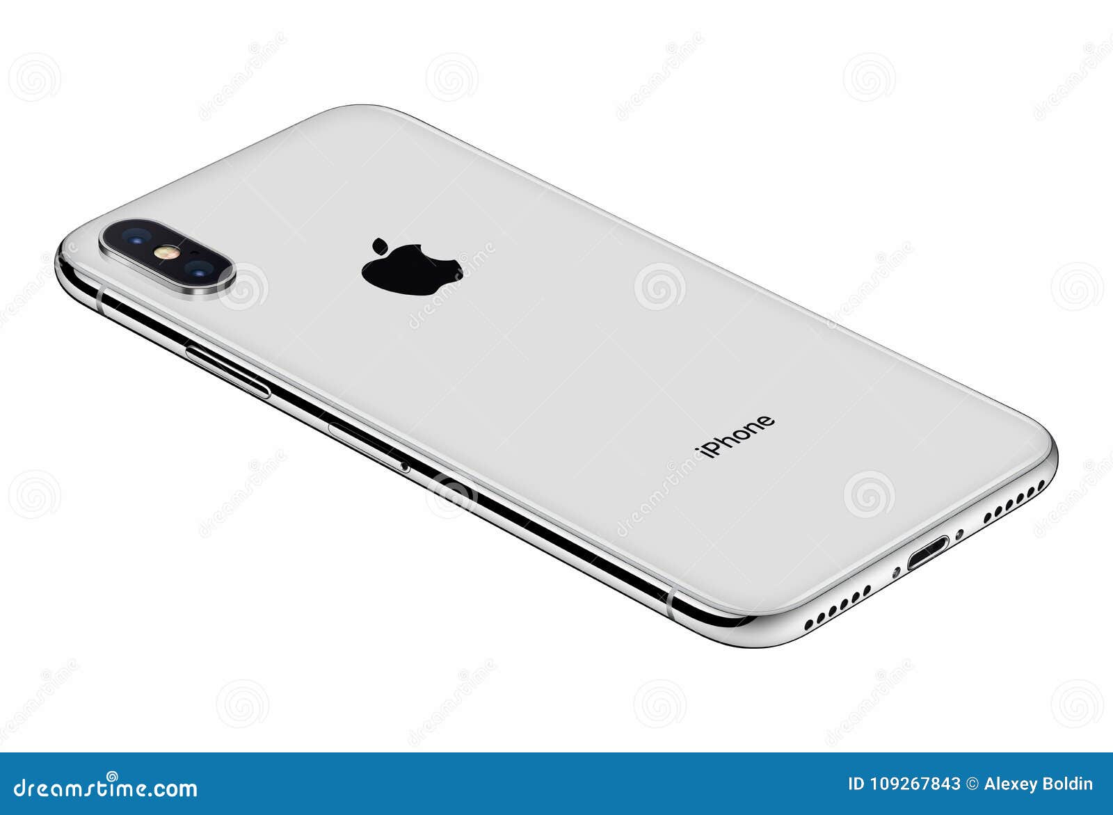 Download Perspective View Silver Apple IPhone X Back Side Isolated ...