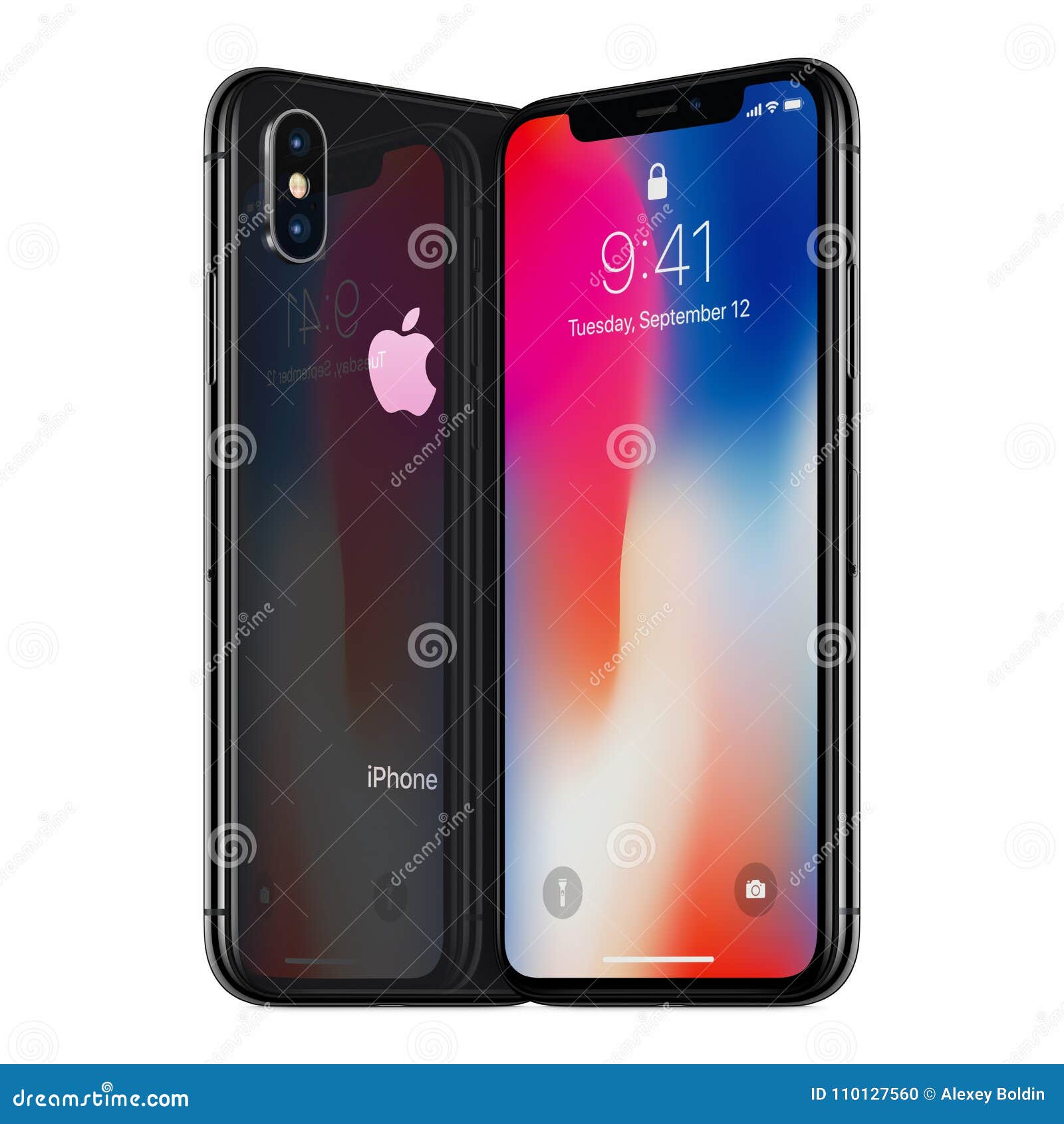 Download Space Gray Turned Apple IPhone X Mockup Front Side And Back Side Facing Each Other Editorial ...