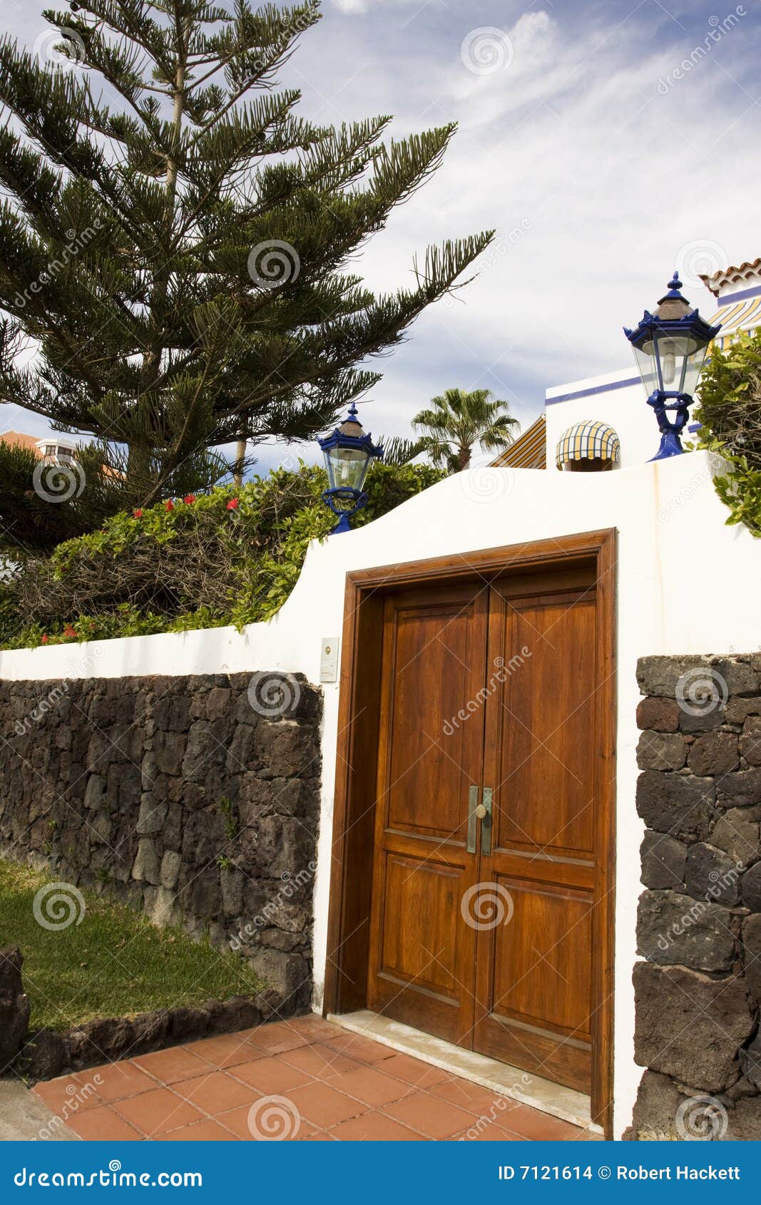 Varnished door stock photo. Image of tree, path, closed 7121614