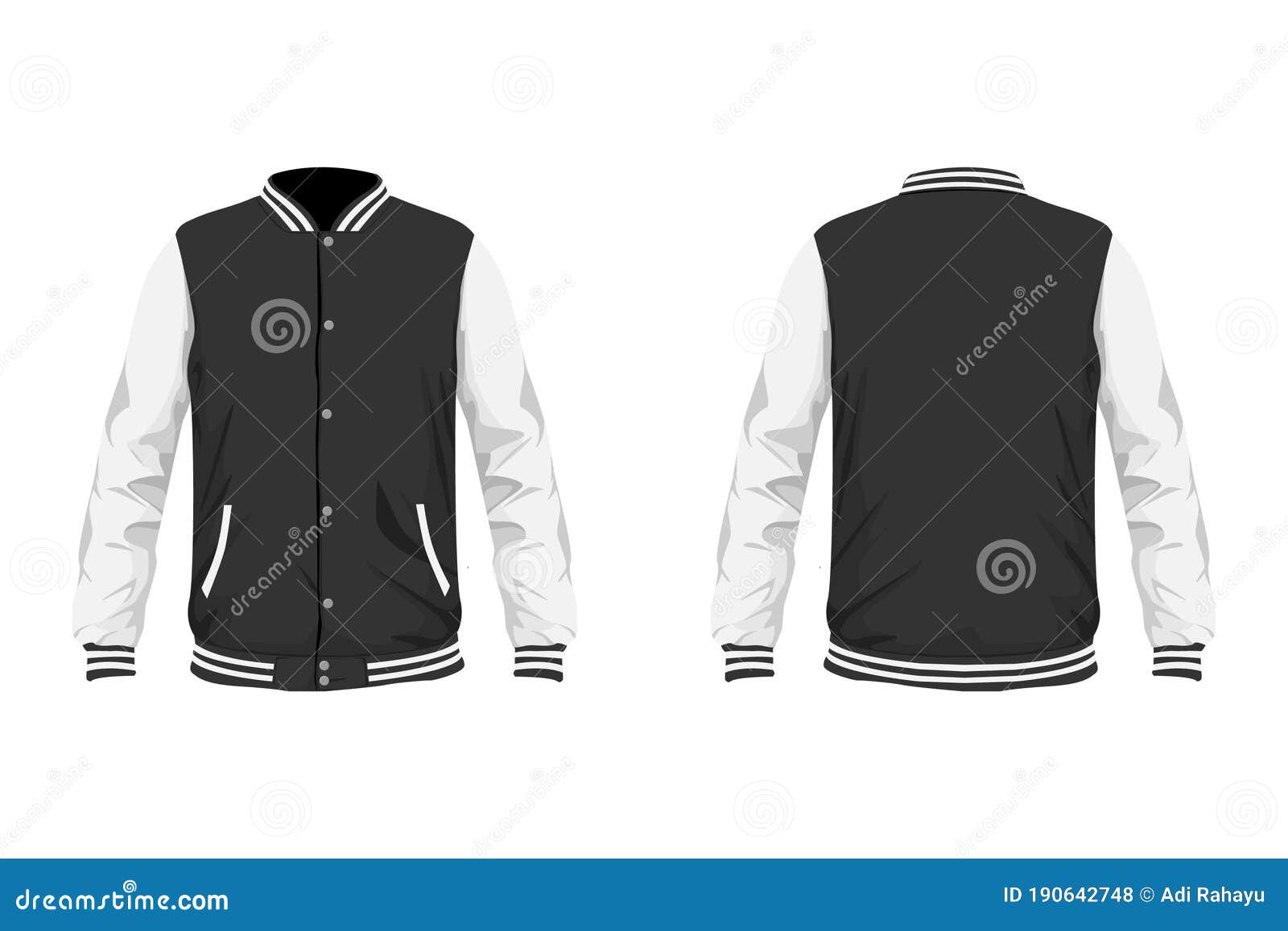 Varsity Jacket Grey and White Mockup Stock Vector - Illustration of ...