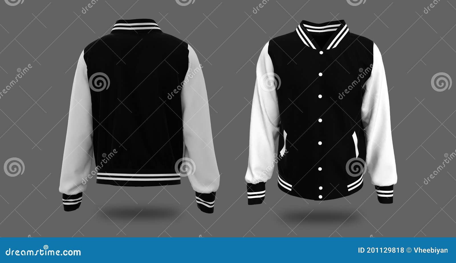 Download Varsity Jacket Mock Up Isolated On Grey Background Stock ...