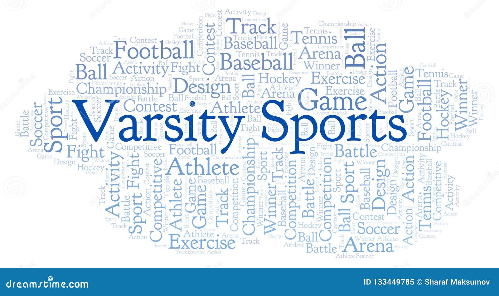 Varsity Sports word cloud stock illustration. Illustration of hockey