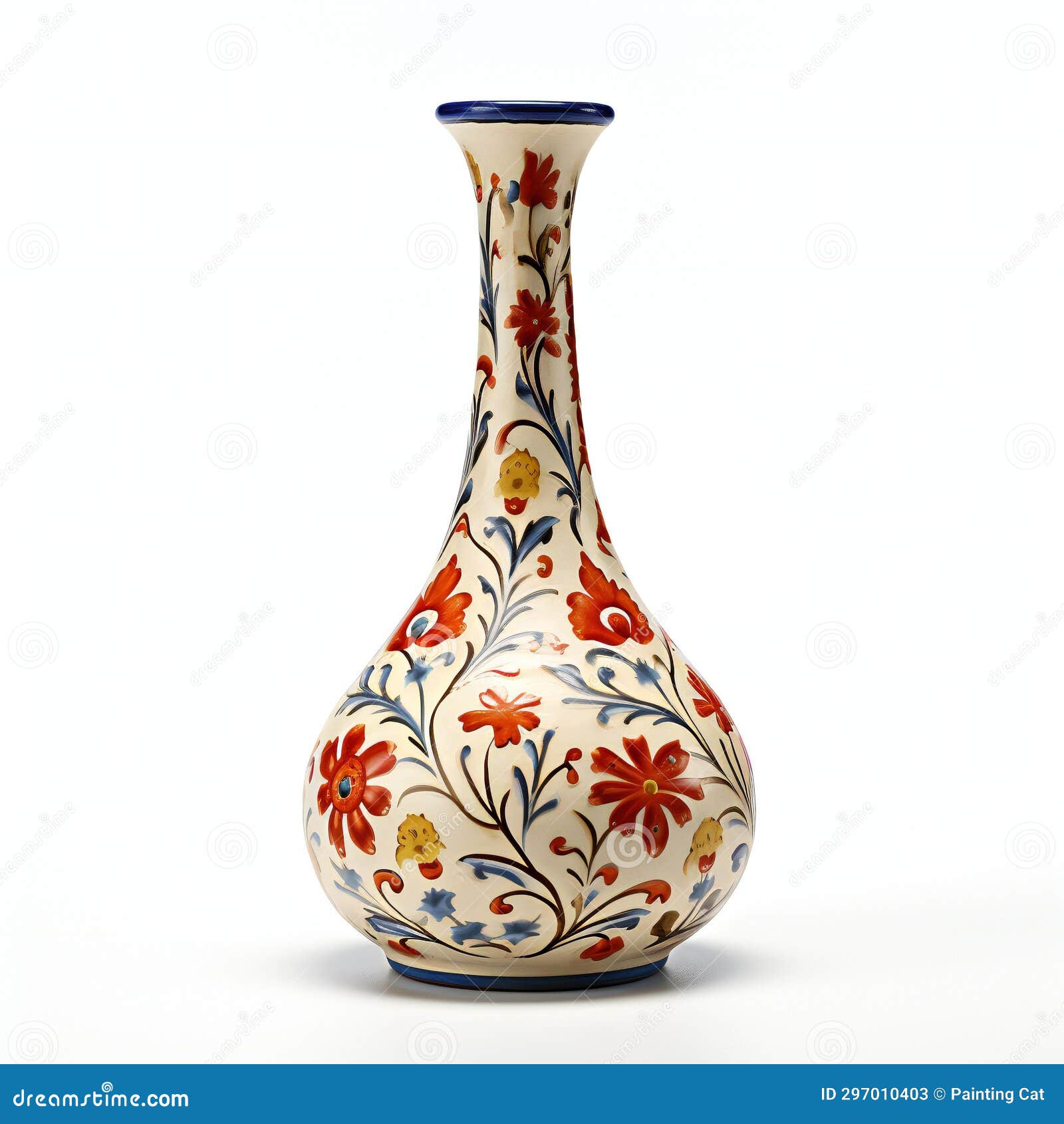 Vase with Floral Pattern on a White Background Stock Illustration