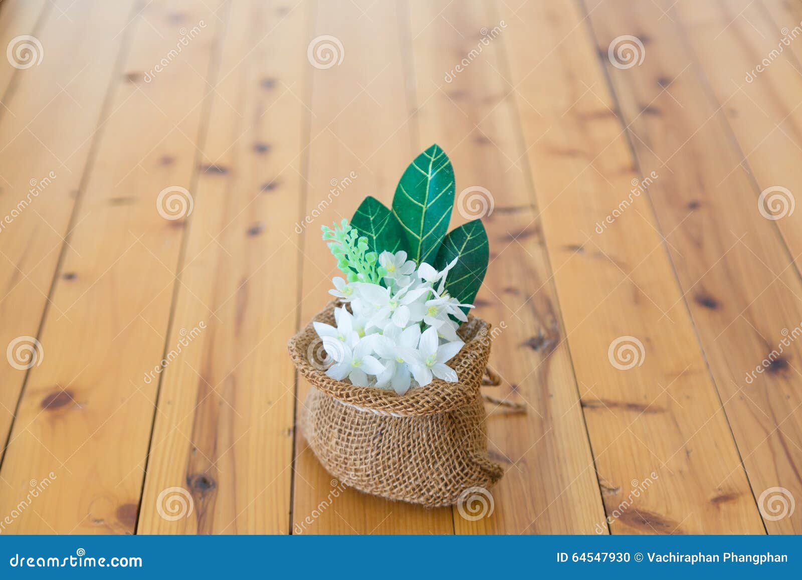 Vase of Flowers in a Brown Bag. Stock Photo Image of closeup, wood