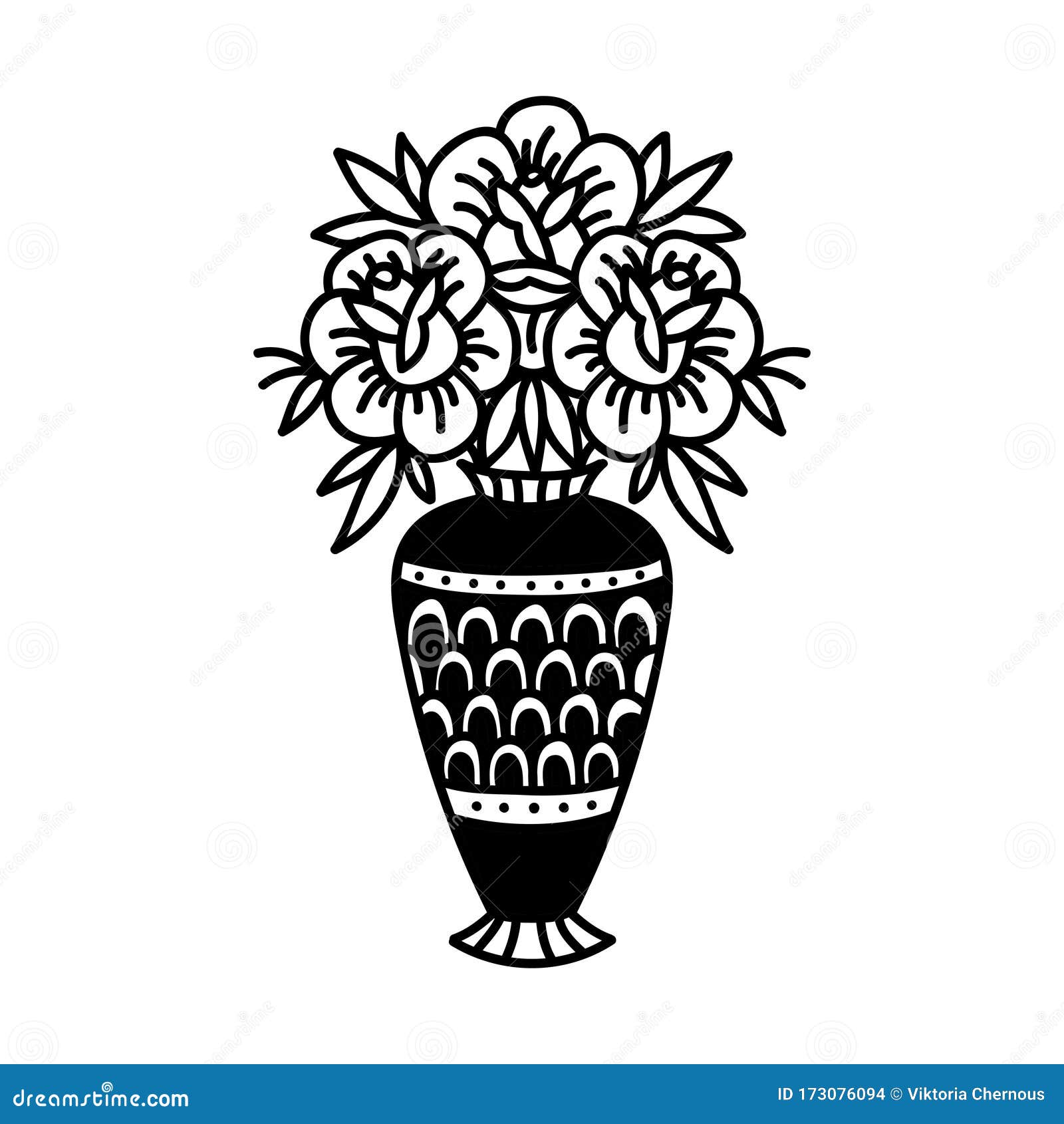 American traditional flower vase tattoo