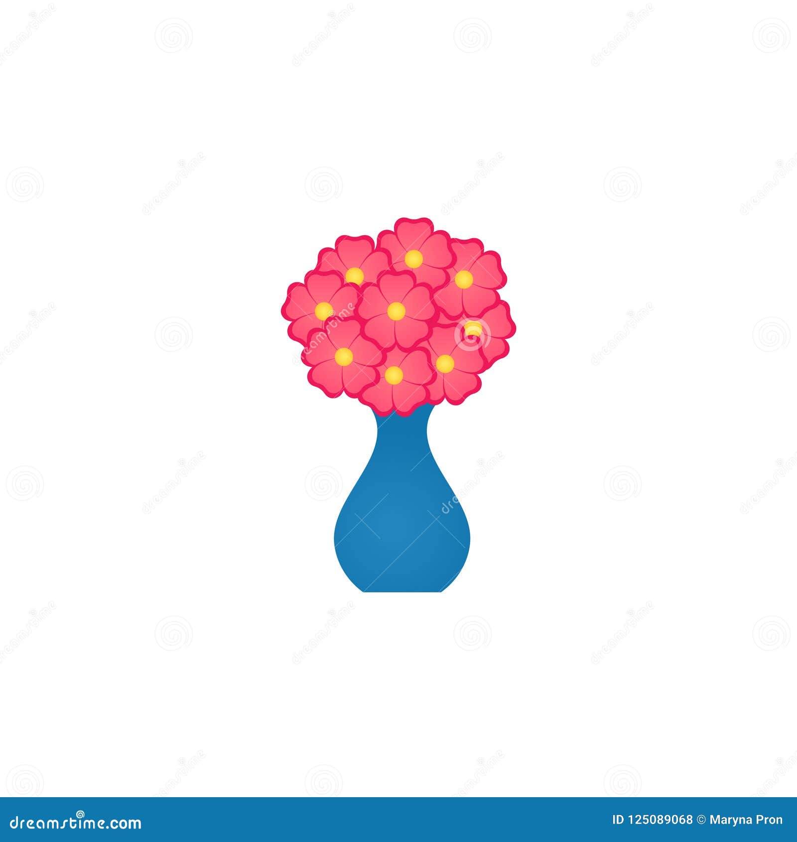Vase With Flowers In Flat Design Vector Illustration Stock