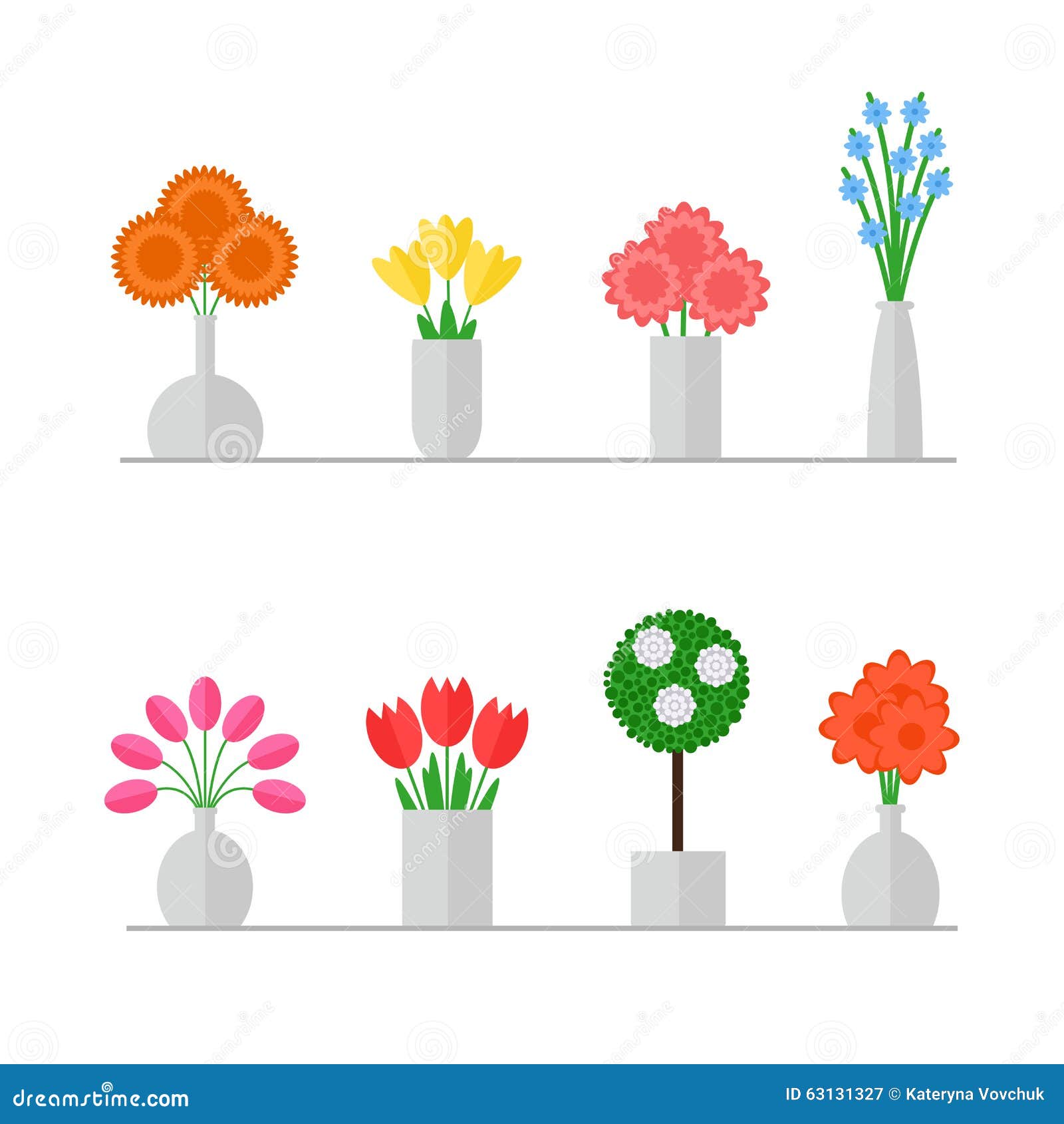 Vase of flowers. stock vector. Illustration of design - 63131327