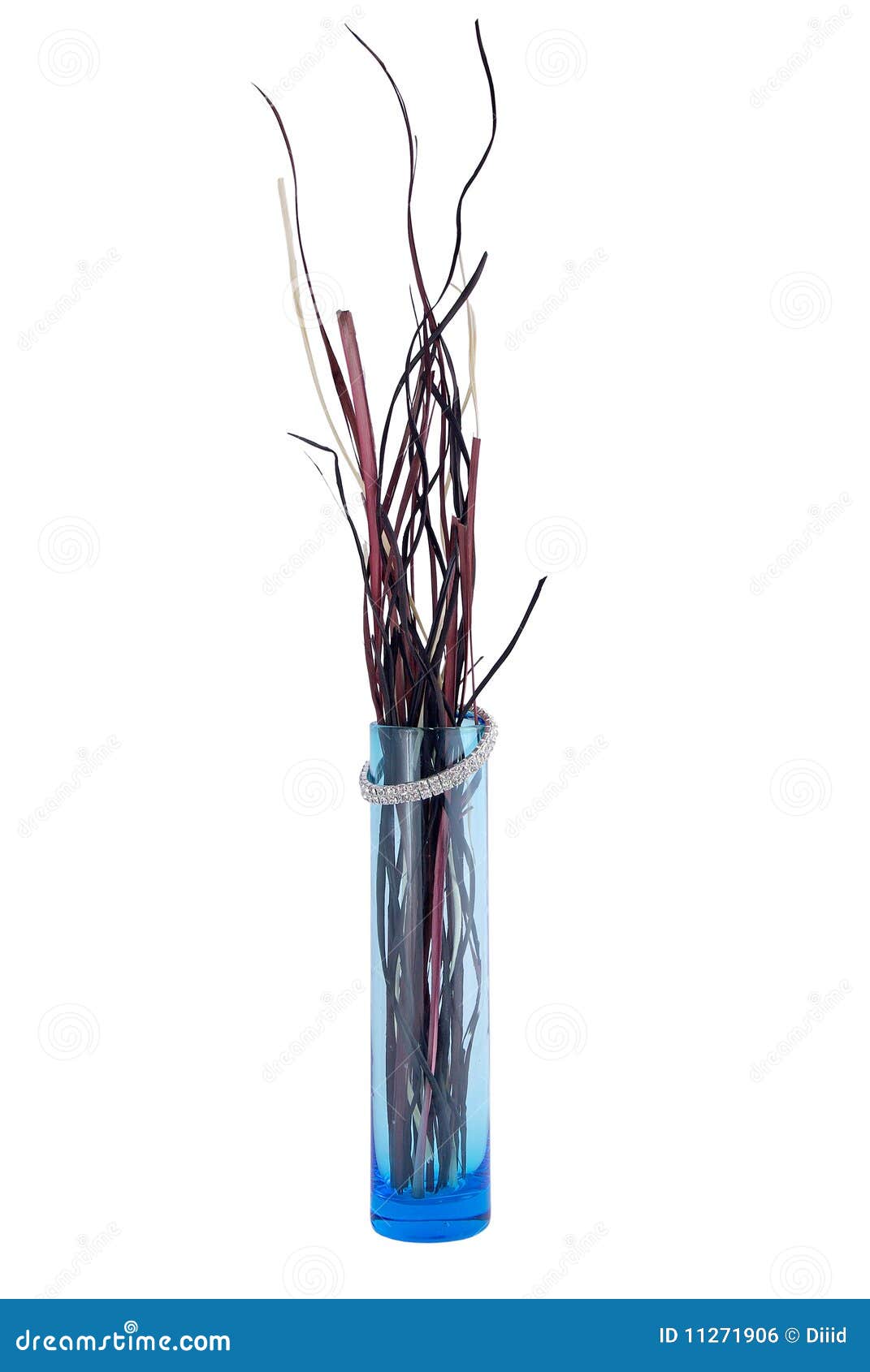 Vase with twigs. Blue with twigs and jewel