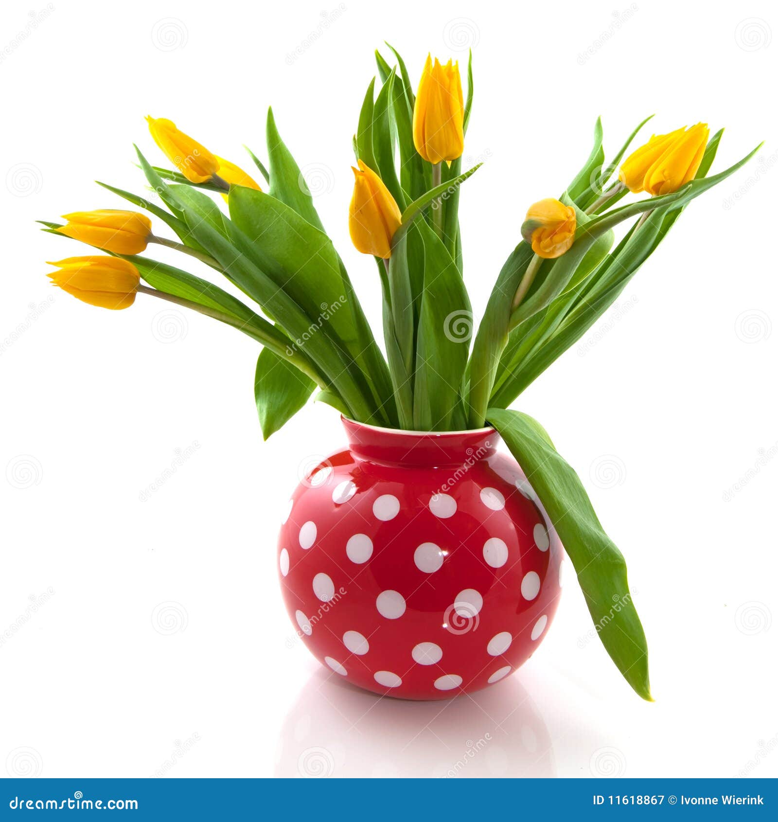 Vase with yellow tulips stock image. Image of speckles 11618867