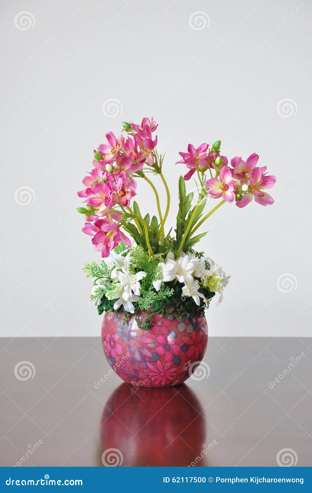 Vases Artificial Flowers on the Desk. Stock Photo Image of florist