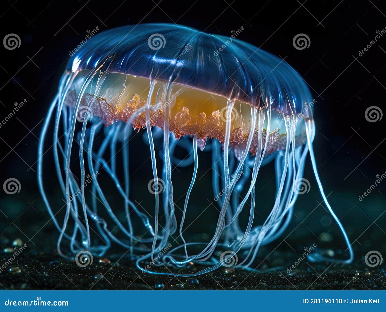 glowing jellyfish in dark void