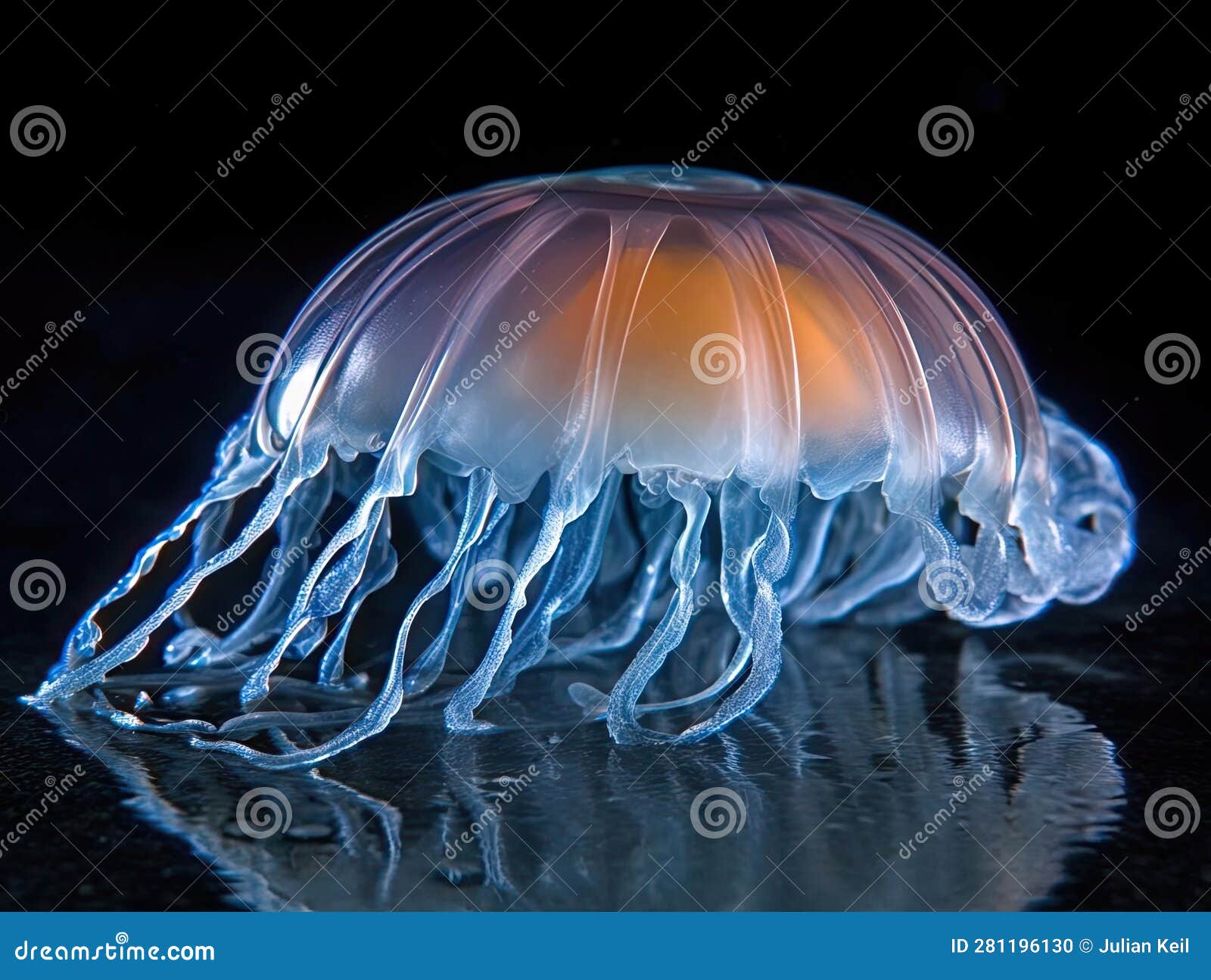 glowing jellyfish in dark void