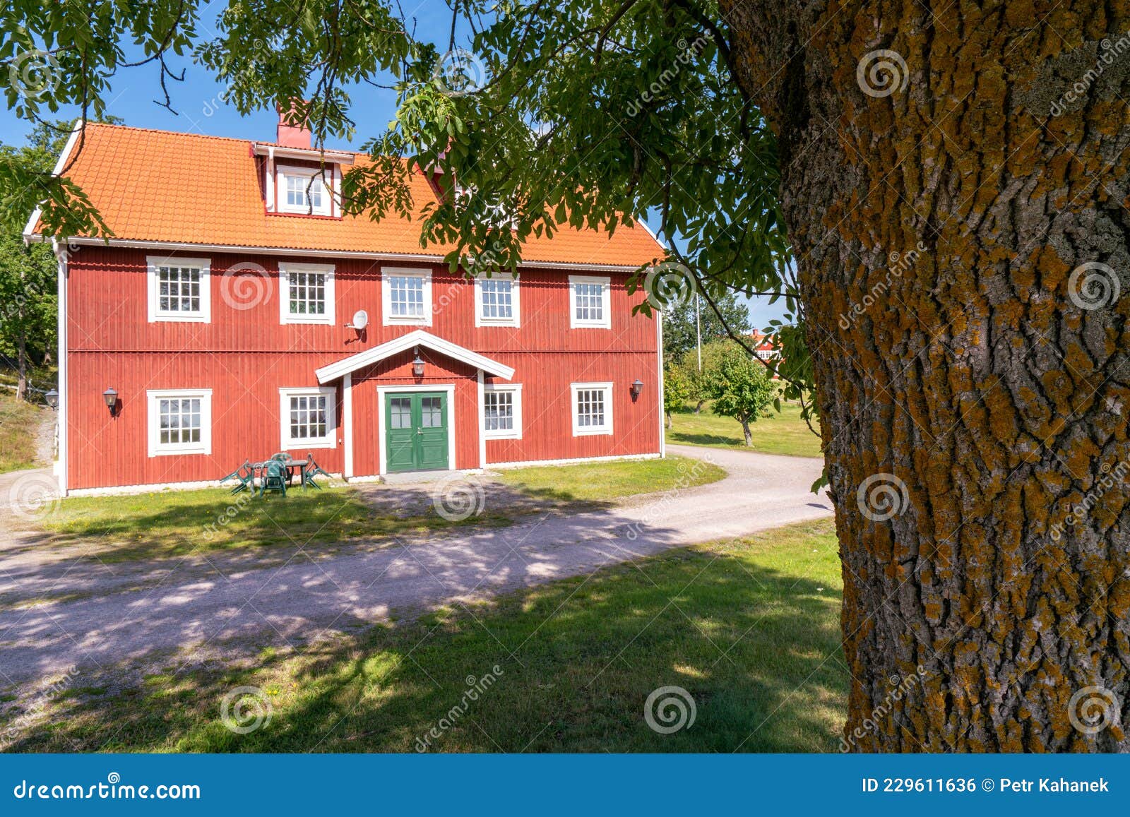 Vastervik, - 08.23.2021: Typical Red Wooden Countryside House in Nature of Sweden on a Beautiful Sunny Editorial Photo - Image of landscape, calm: 229611636