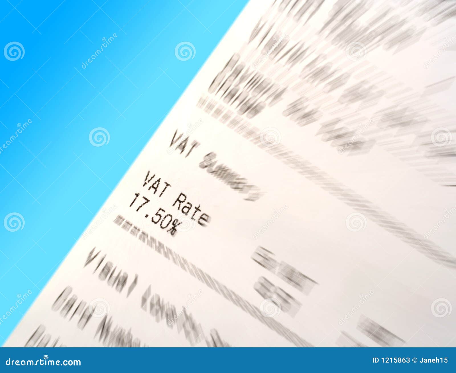 vat receipt with blur