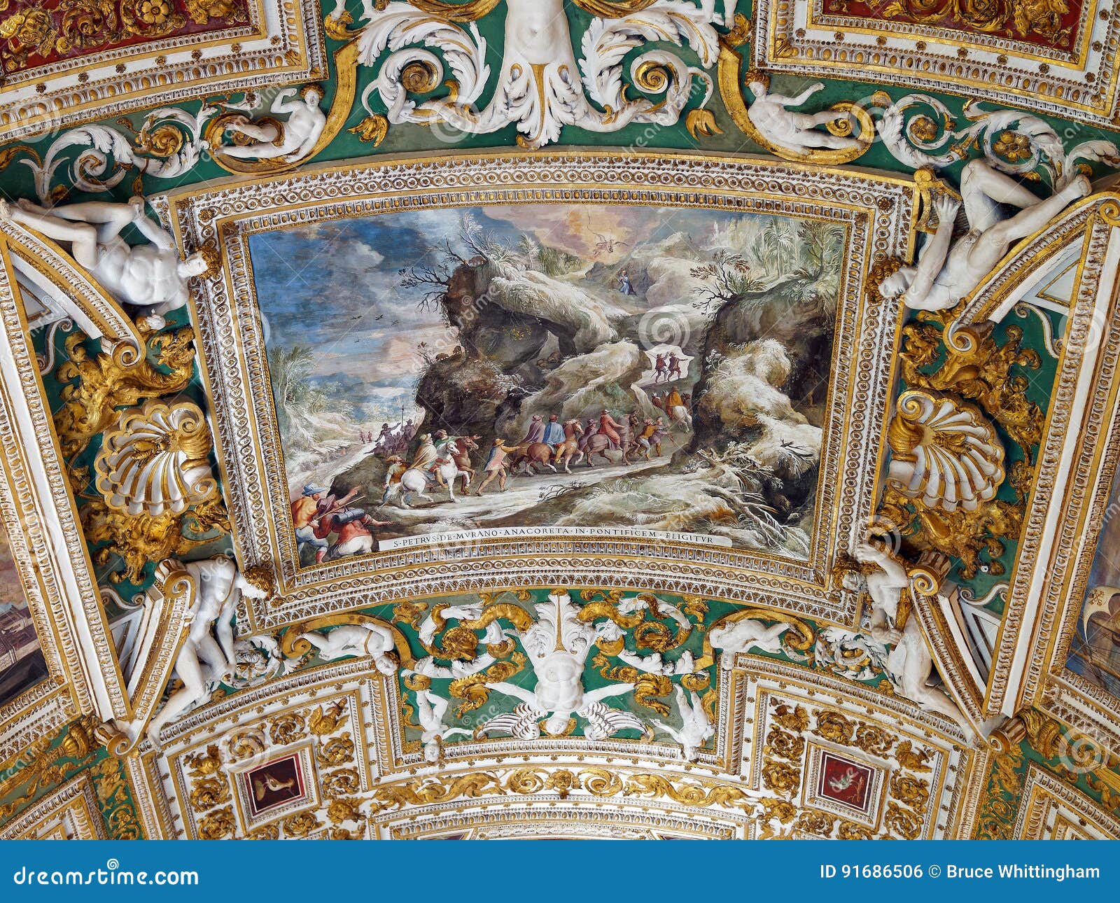 Vatican Ceiling Colourful Frescos Biblical Scene Editorial Photo