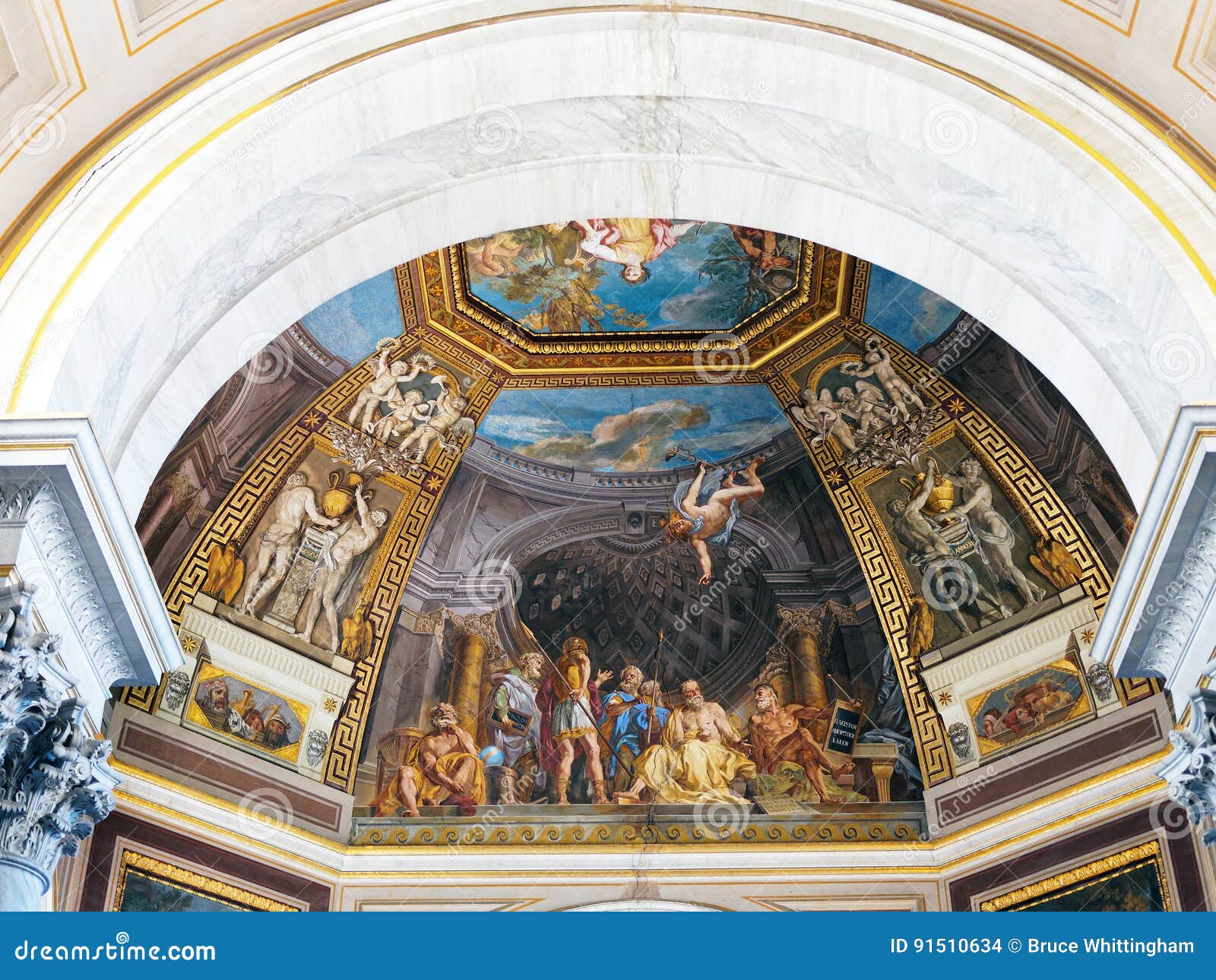 Vatican Ceiling Colourful Frescos Biblical Scene Editorial Stock