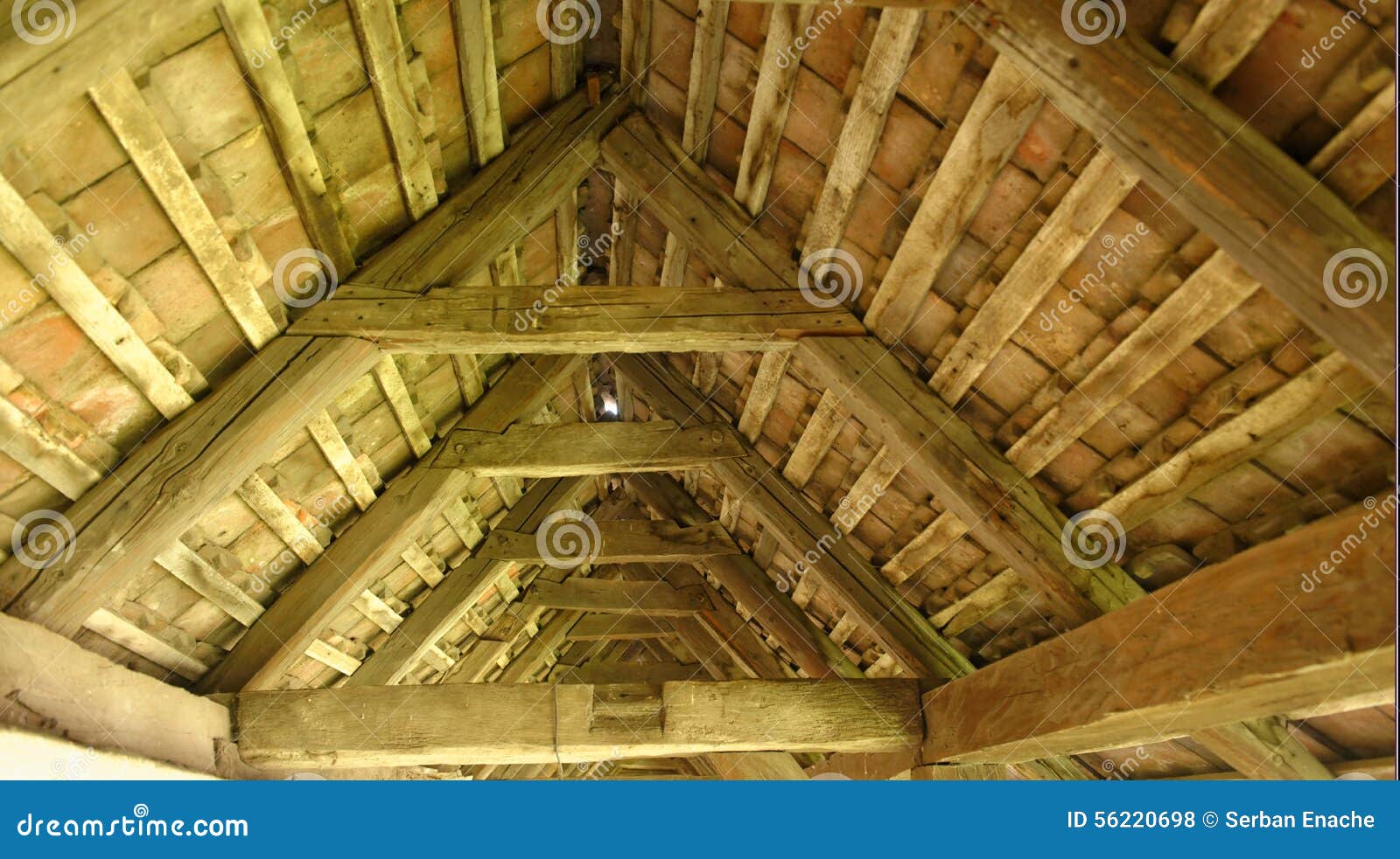 Vaulted Wood Ceiling Of Fortified Church Romania Stock