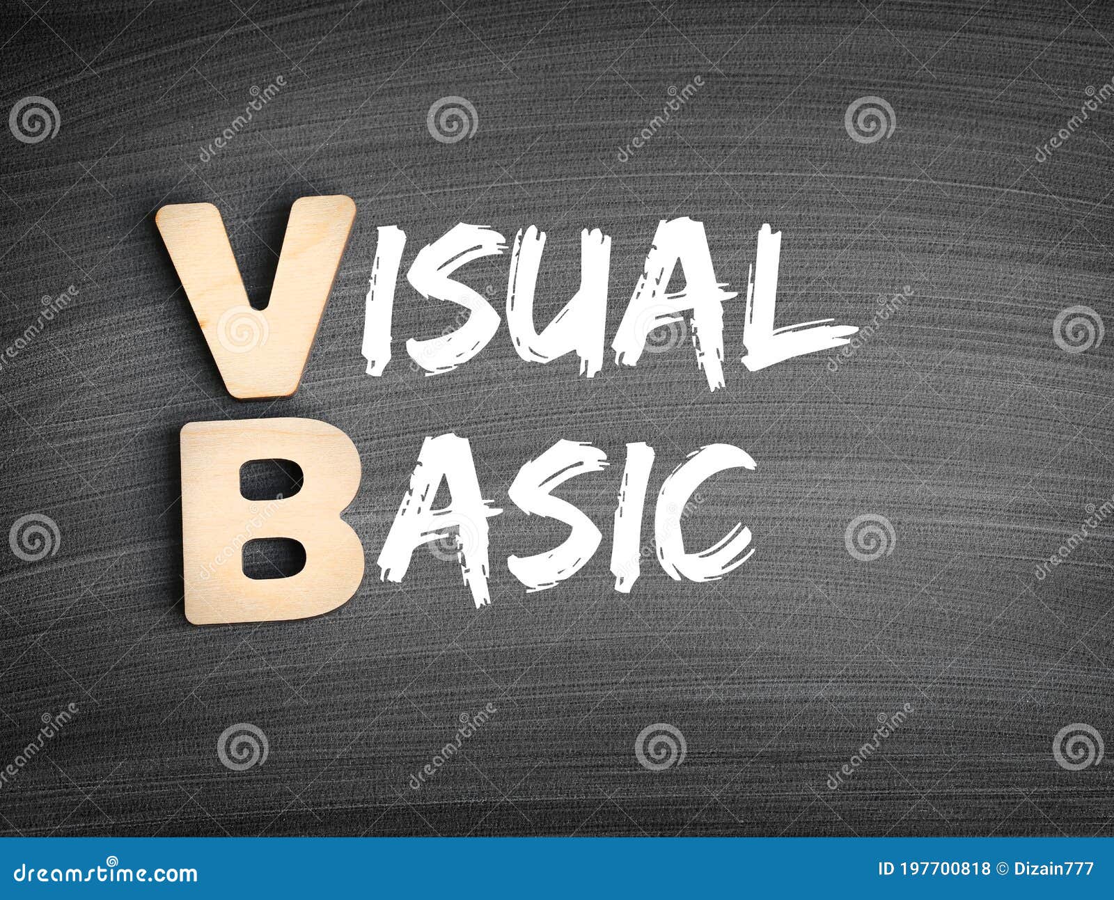 vb - visual basic acronym, technology concept on blackboard