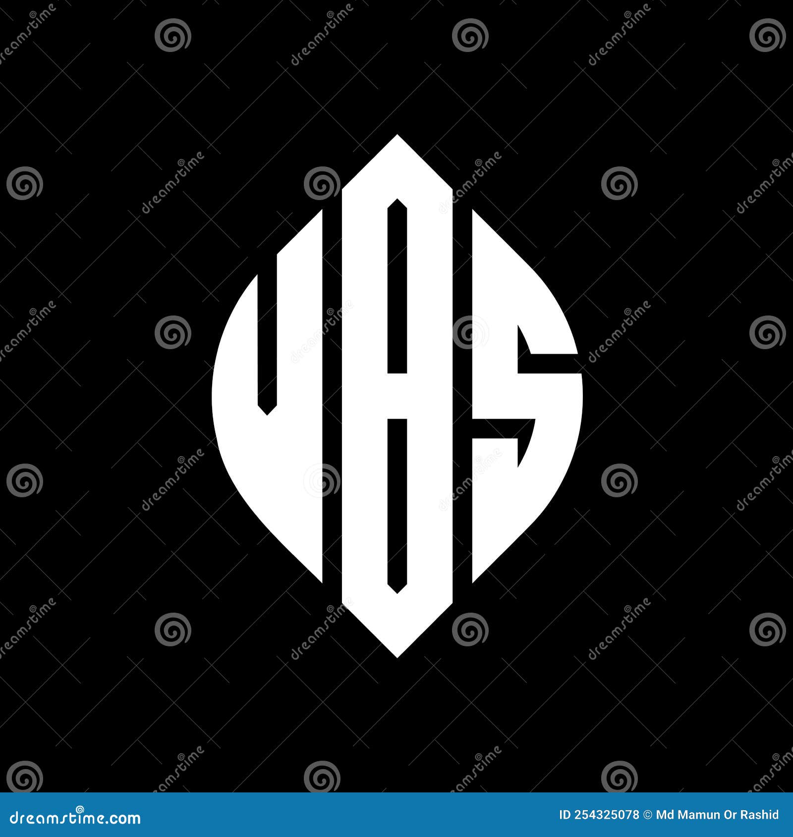 vbs circle letter logo  with circle and ellipse . vbs ellipse letters with typographic style. the three initials form a