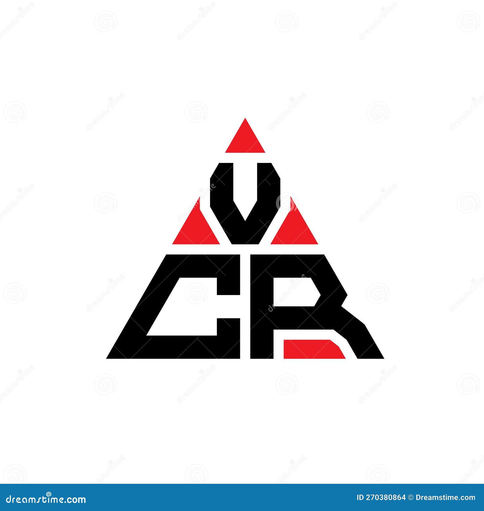 VCR Triangle Letter Logo Design with Triangle Shape. VCR Triangle Logo