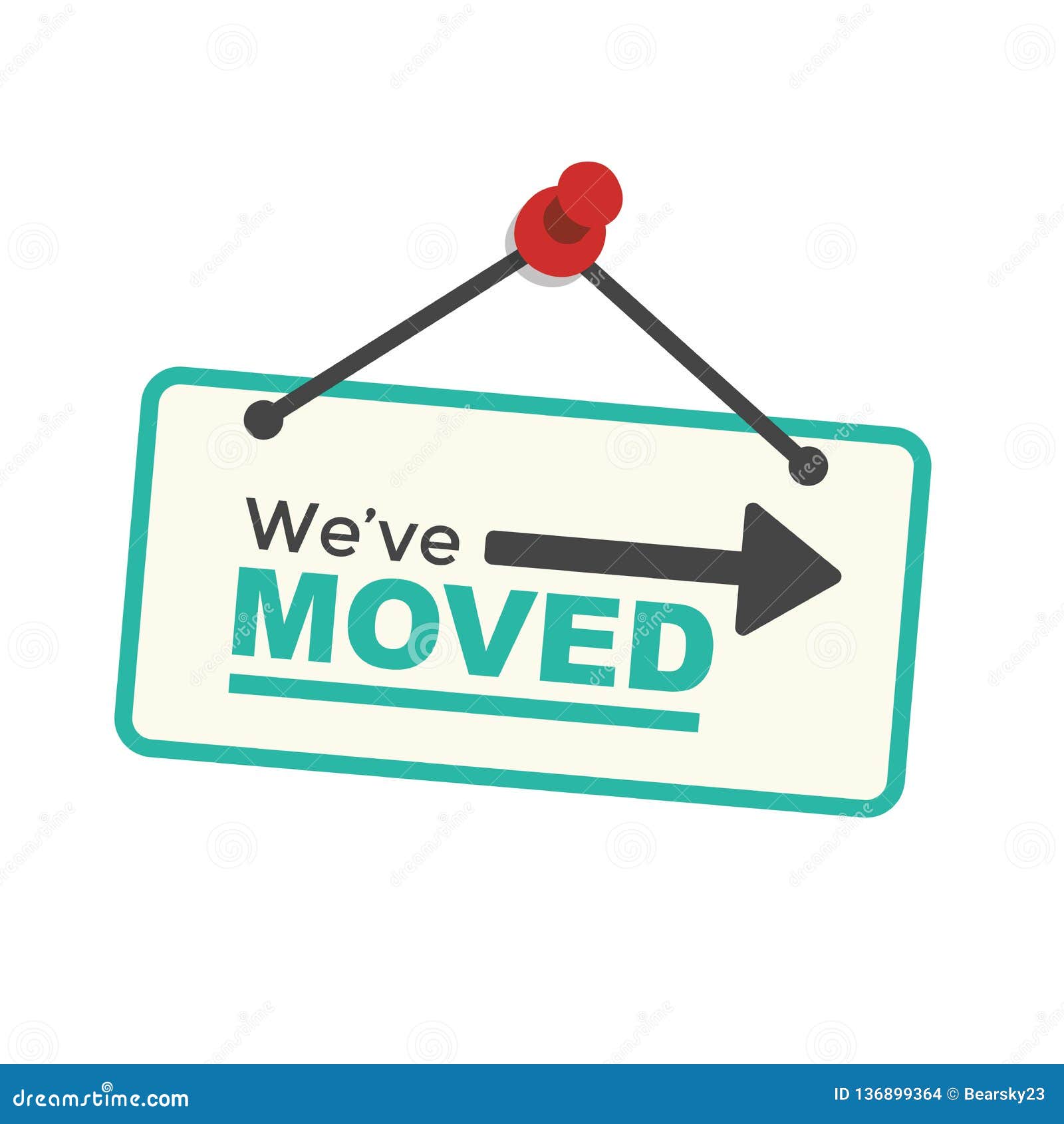 We`ve Moved Sign with Text Typography Icon To Convey Moving Stock We`ve Moved Sign with Text Typography Icon To Convey Moving Stock