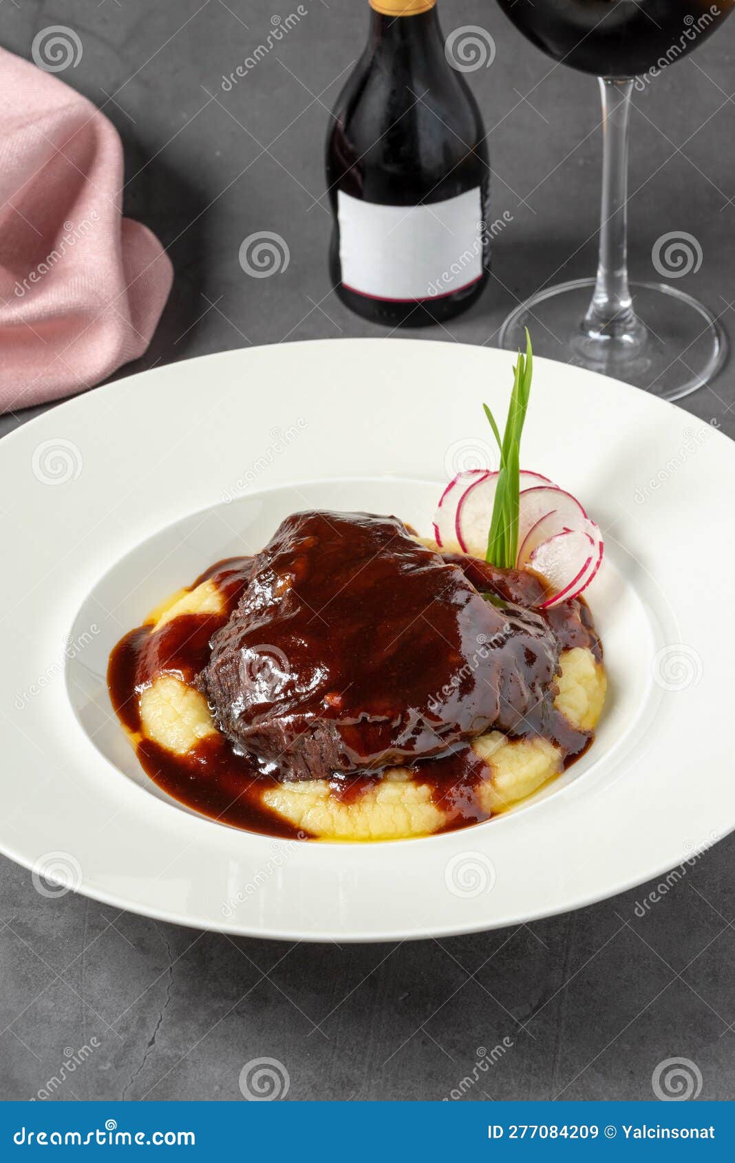 Veal Cheek Served in a Fine Dining Restaurant Stock Image Image of