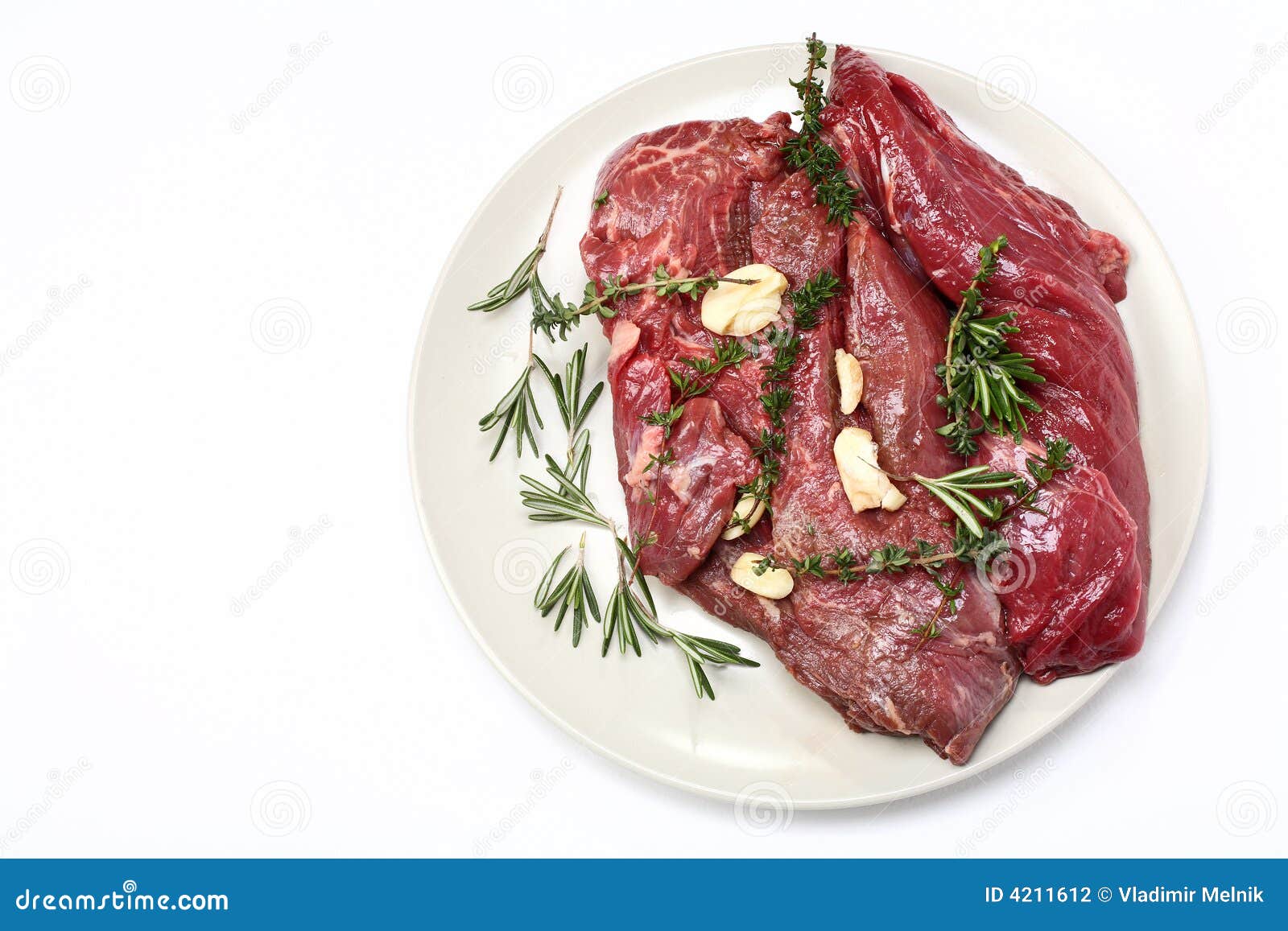 Veal Fillet with Aromatic Herbs Stock Photo Image of garlic, thin