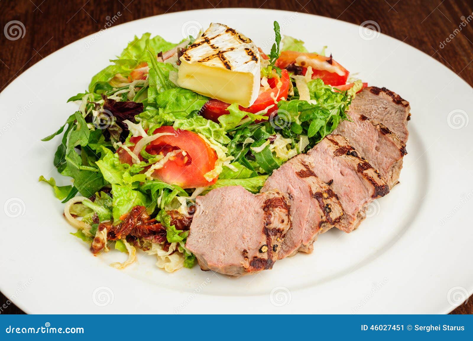 Veal Meat with Fresh Vegetable Salad Stock Image Image of dish