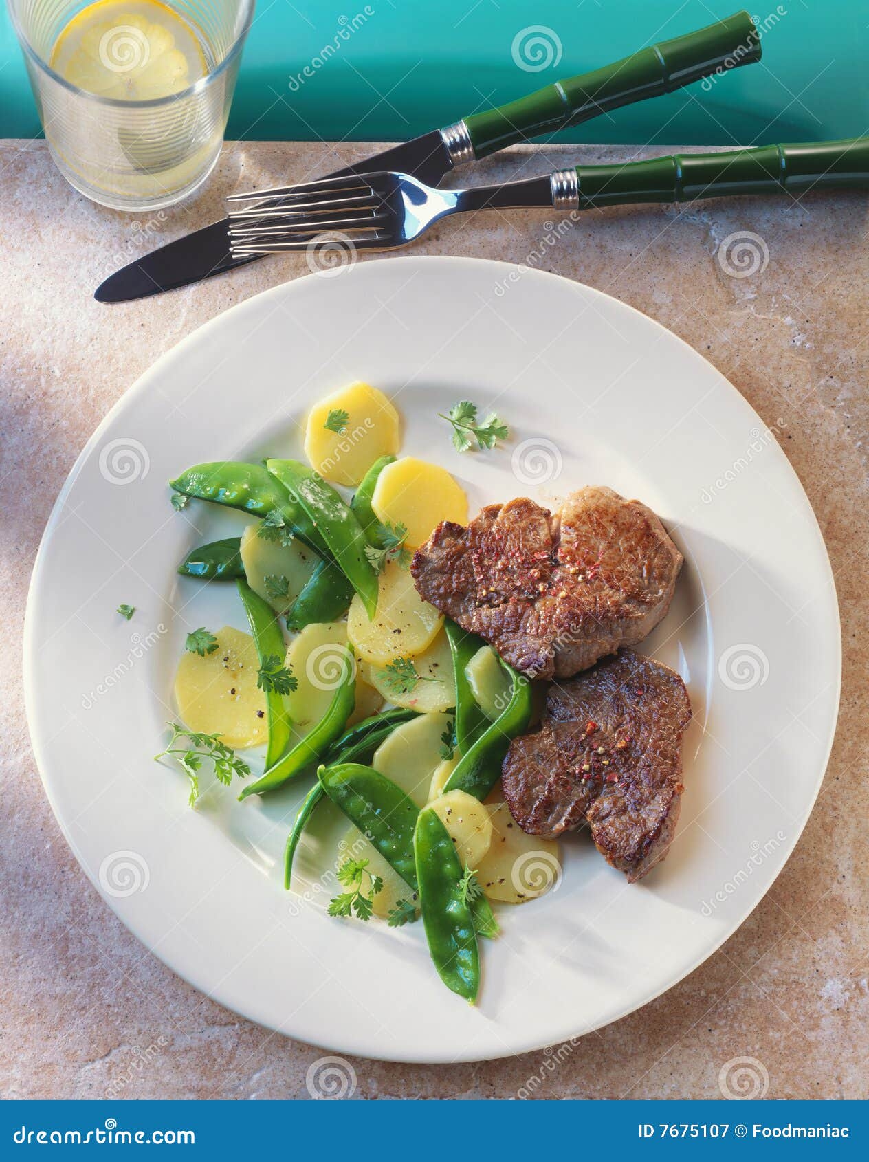 Veal medallions stock image. Image of mangetout, meat 7675107