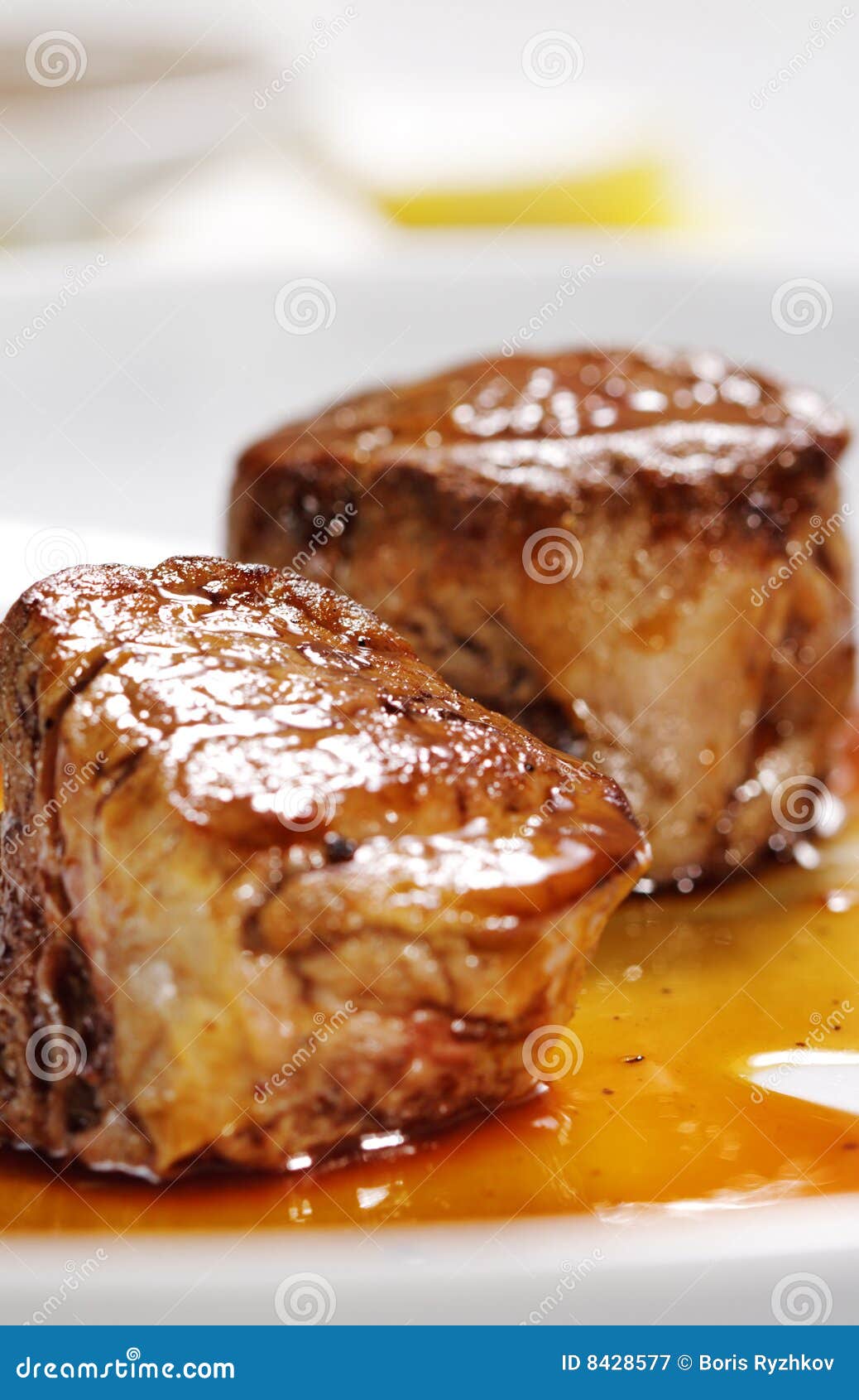 Veal Medallions With Cherry Sauce, Served With Pickled Onions And