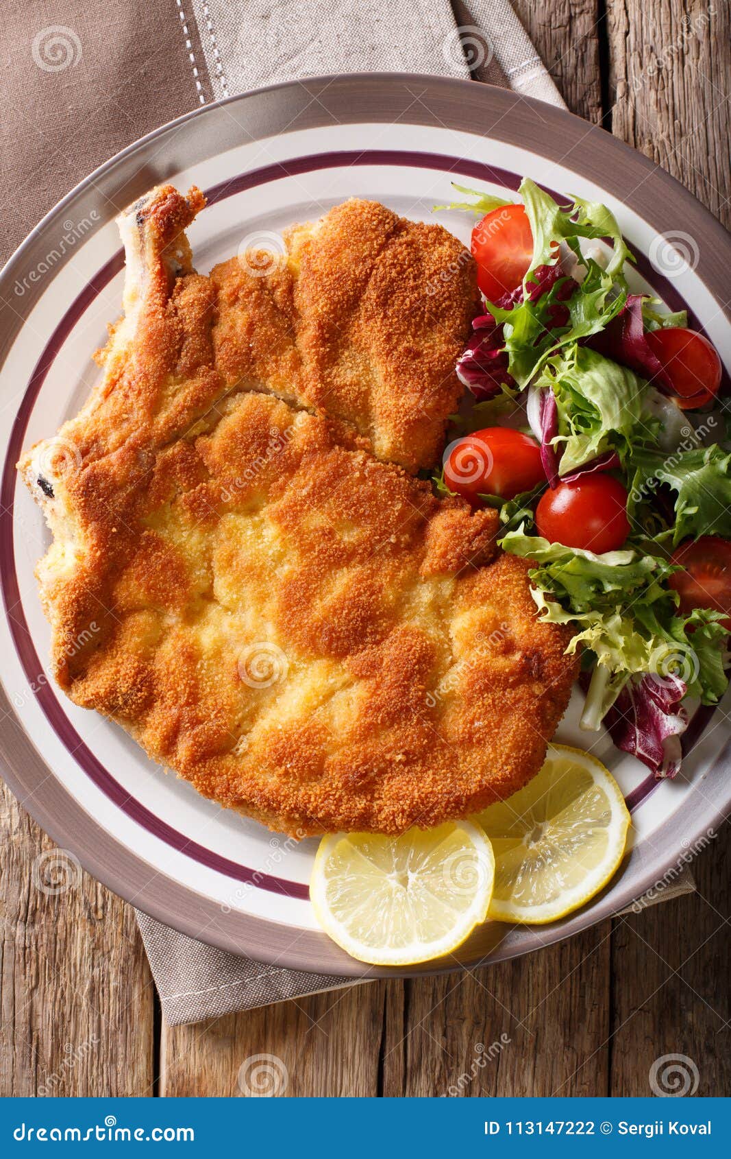 Veal Milanese Cotoletta Alla Milanese with Lemon and Fresh Veg Stock ...