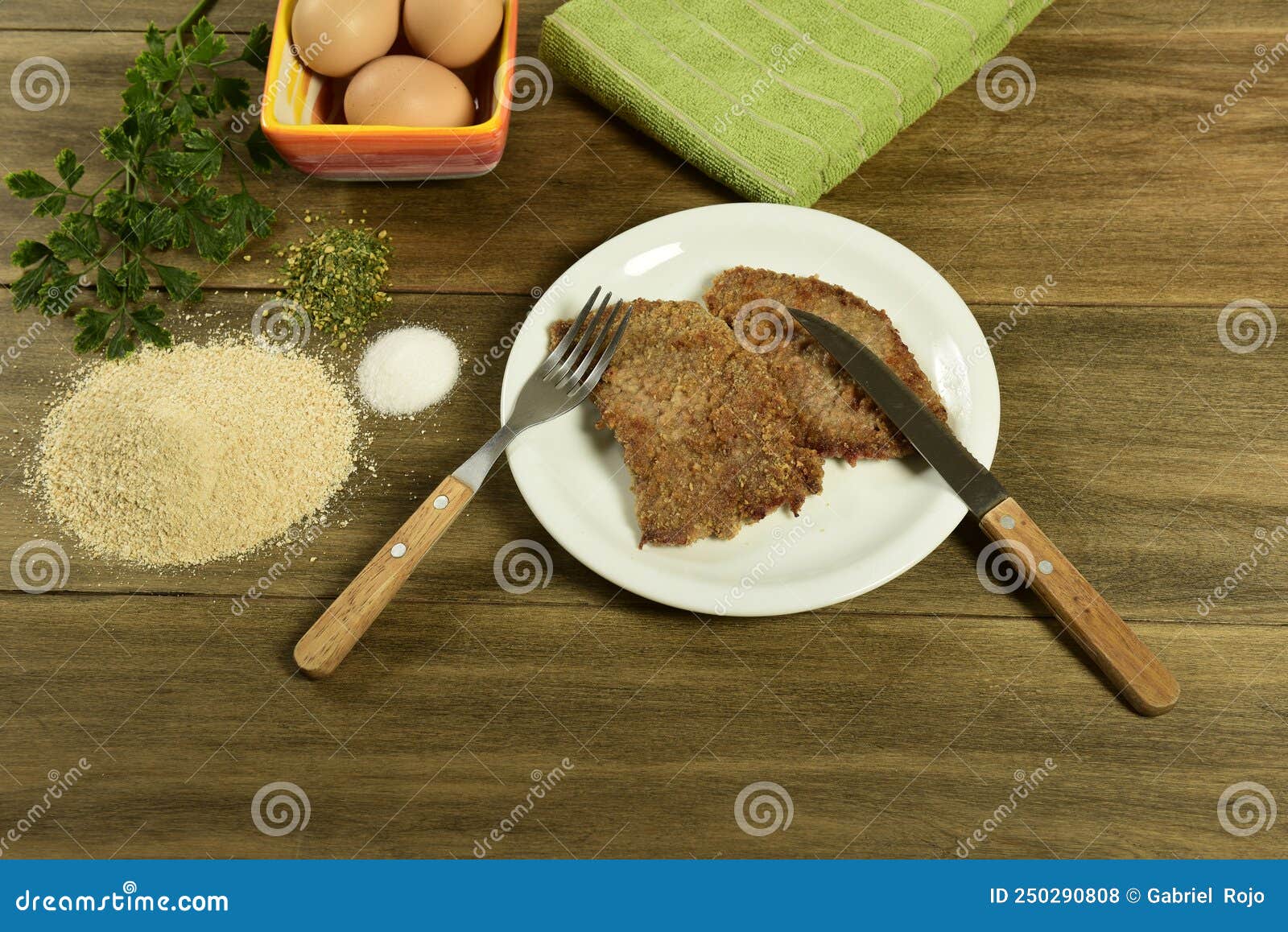 Veal Milanese Presented on the Table Stock Photo Image of cooked