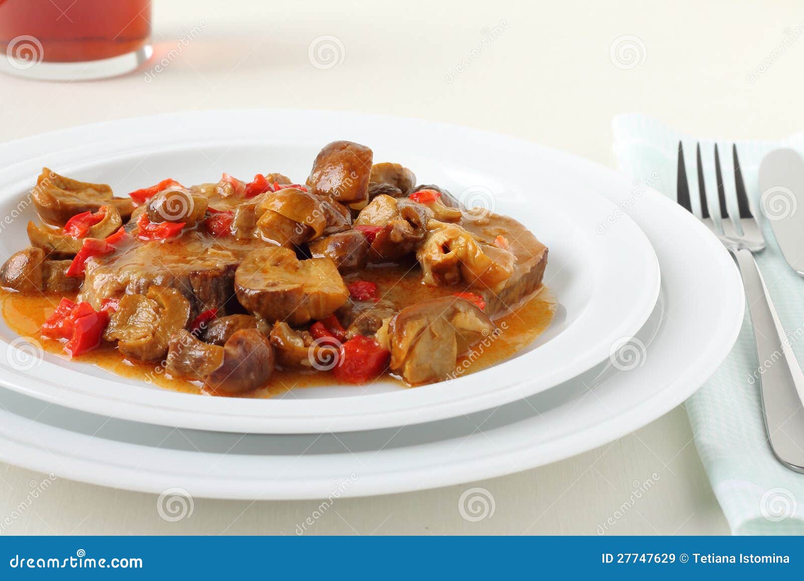 Veal with mushrooms stock image. Image of mushroom, served 27747629