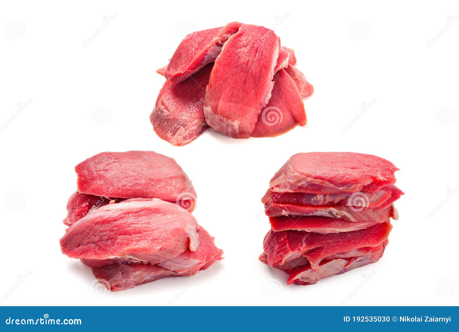Veal Pieces Raw Isolated on White Background Stock Photo Image of