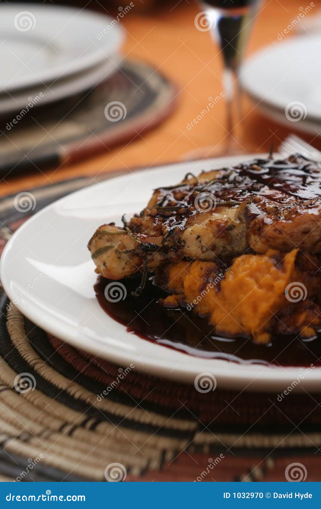 Veal and Red Wine Sauce; Close Crop Tall View Stock Photo Image of