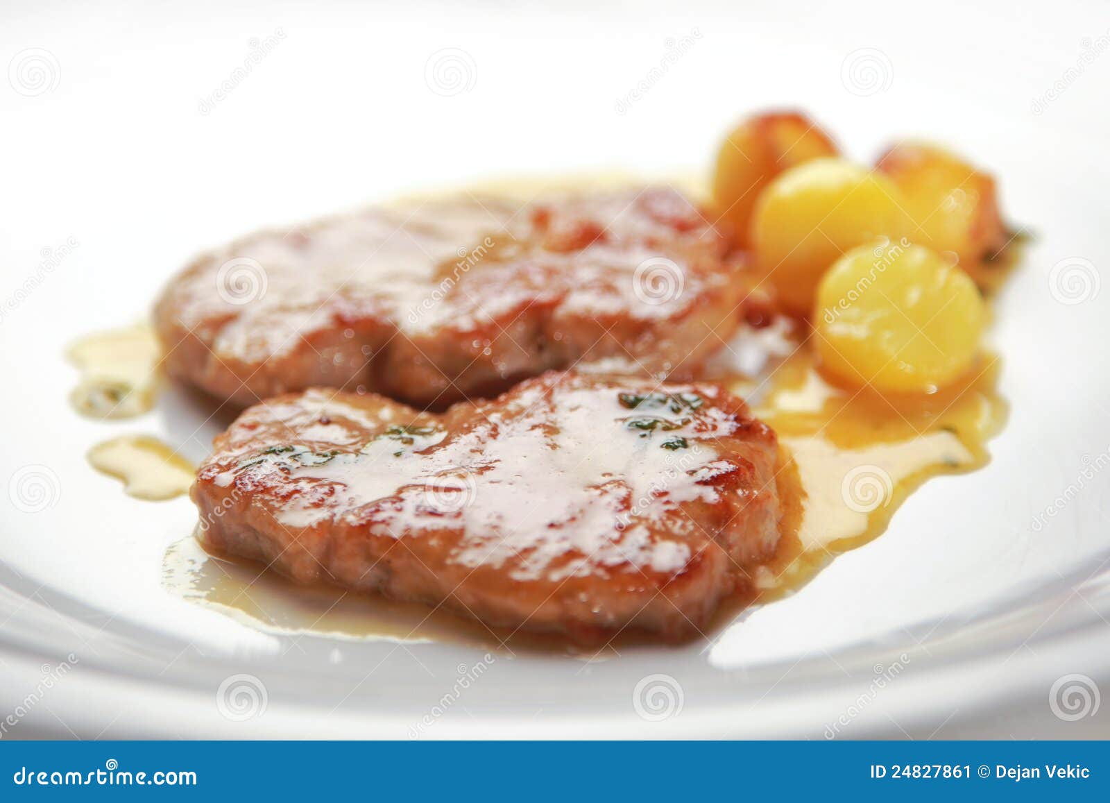 Veal steak in sauce stock image. Image of potato, meat 24827861